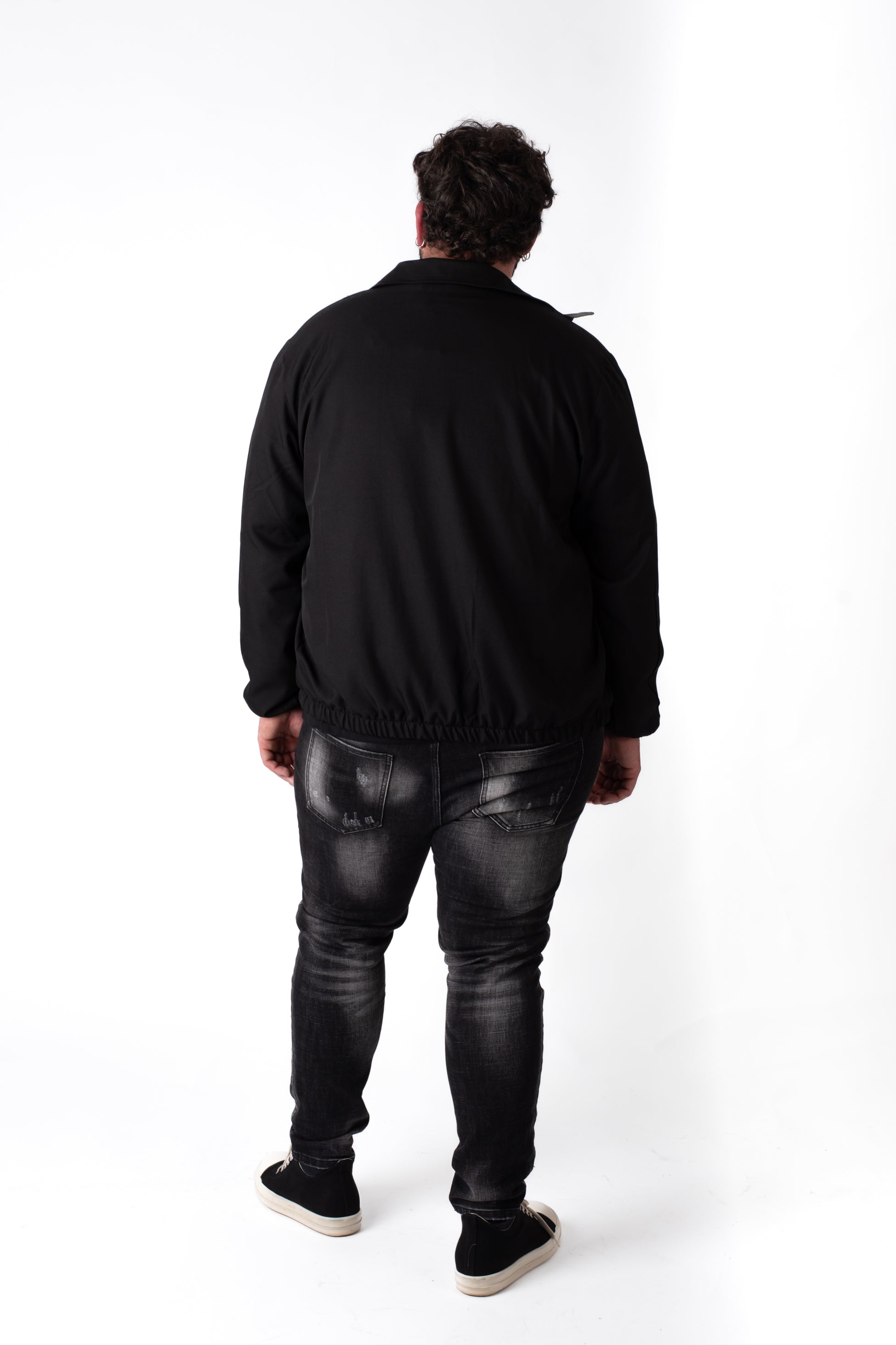 Jeans Regular Fit Neri Washed con Abrasioni Uomo Taglie Forti