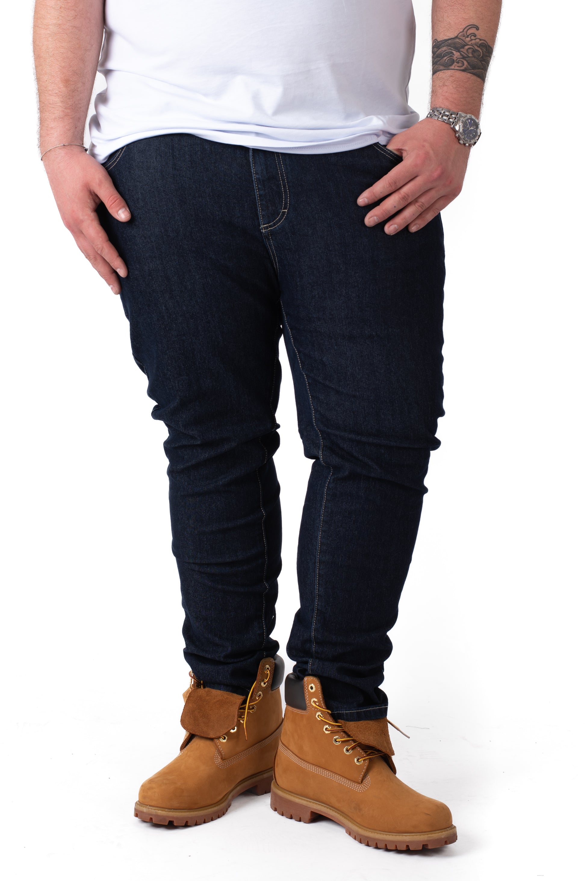 Jeans Regular Fit Blu Scuro Denim Elasticizzato Uomo Taglie Forti