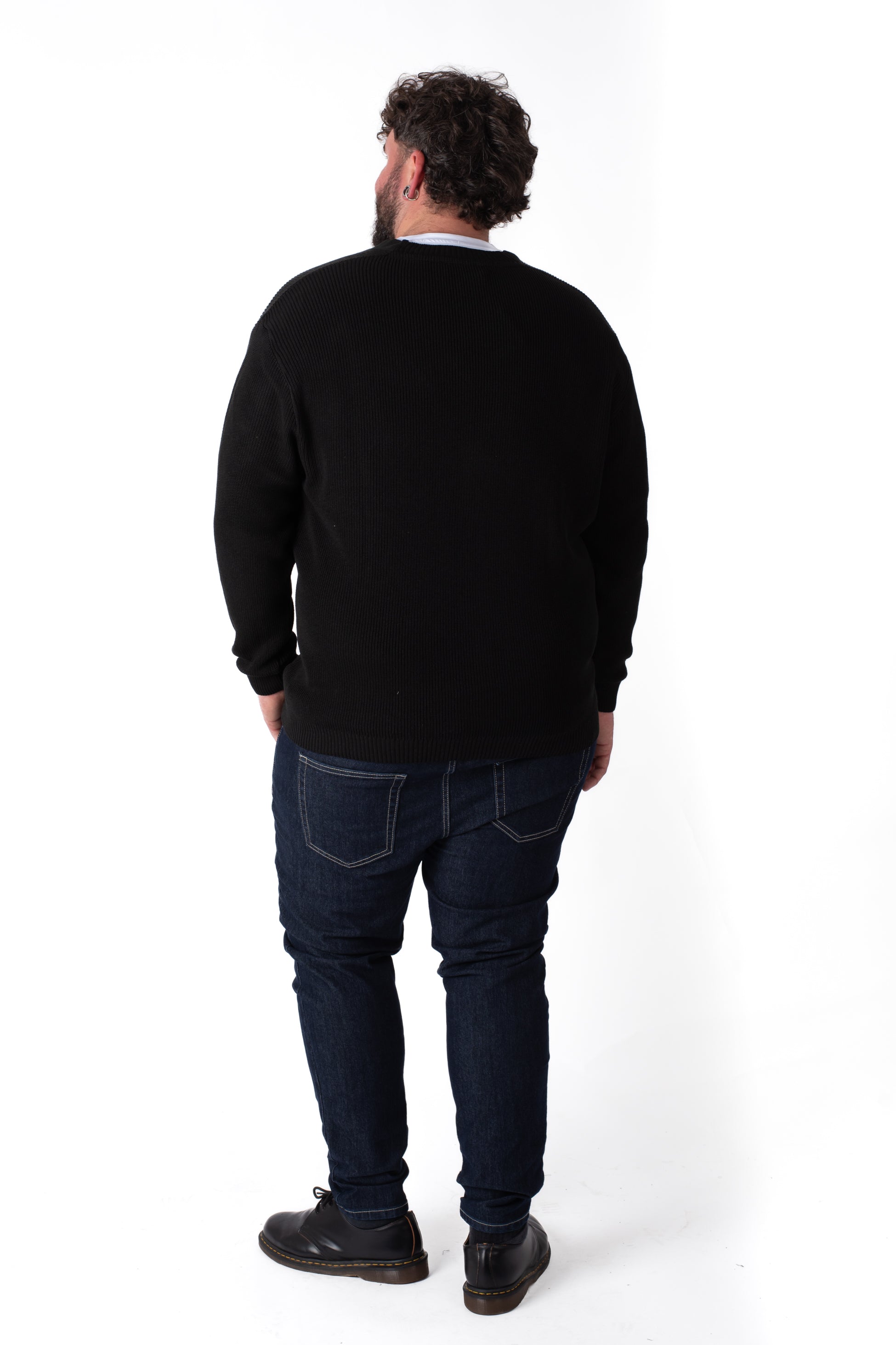 Cardigan Nero in Maglia Uomo Taglie Forti