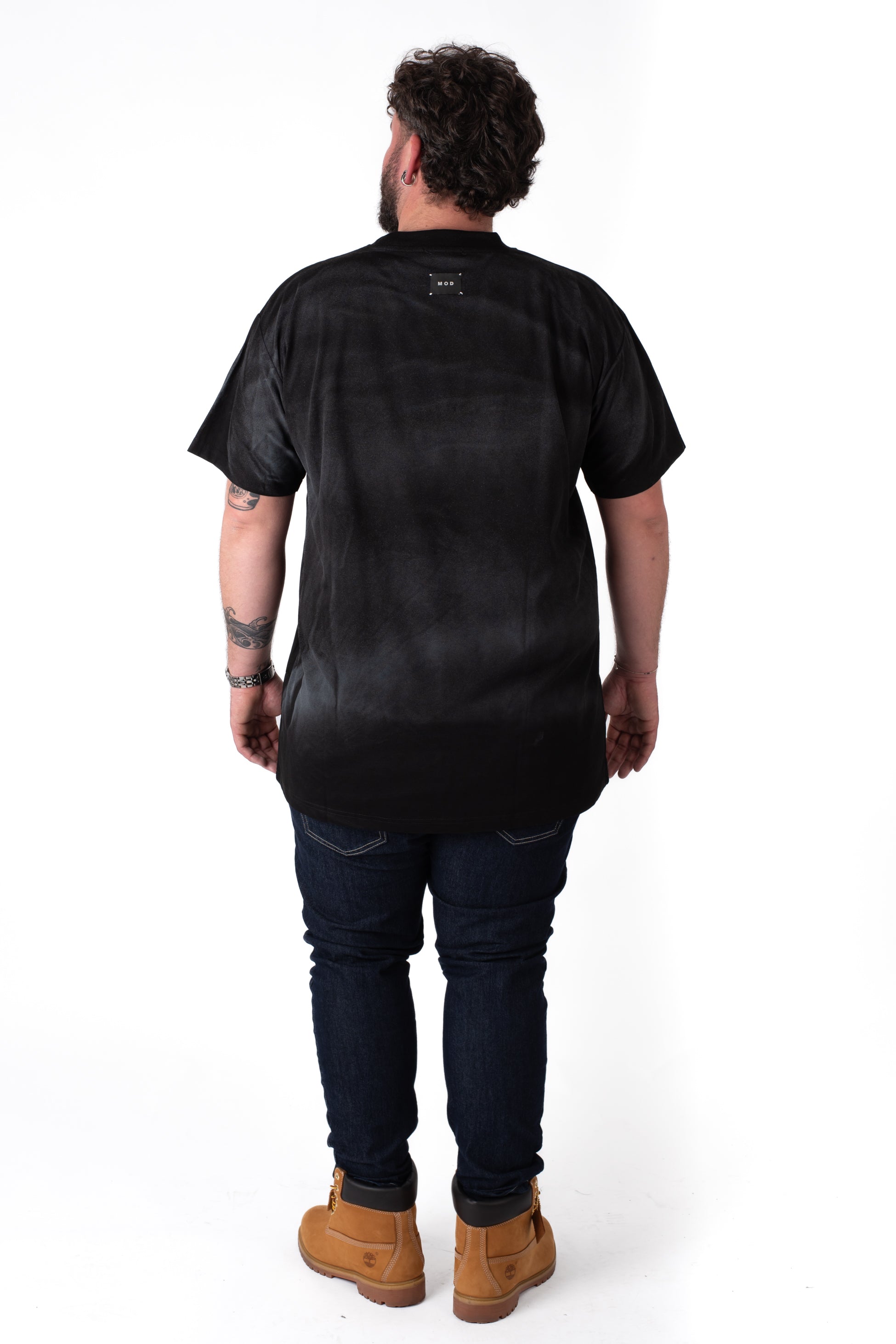 T-Shirt Nera "Dreamy" Effetto Washed Uomo Taglie Forti