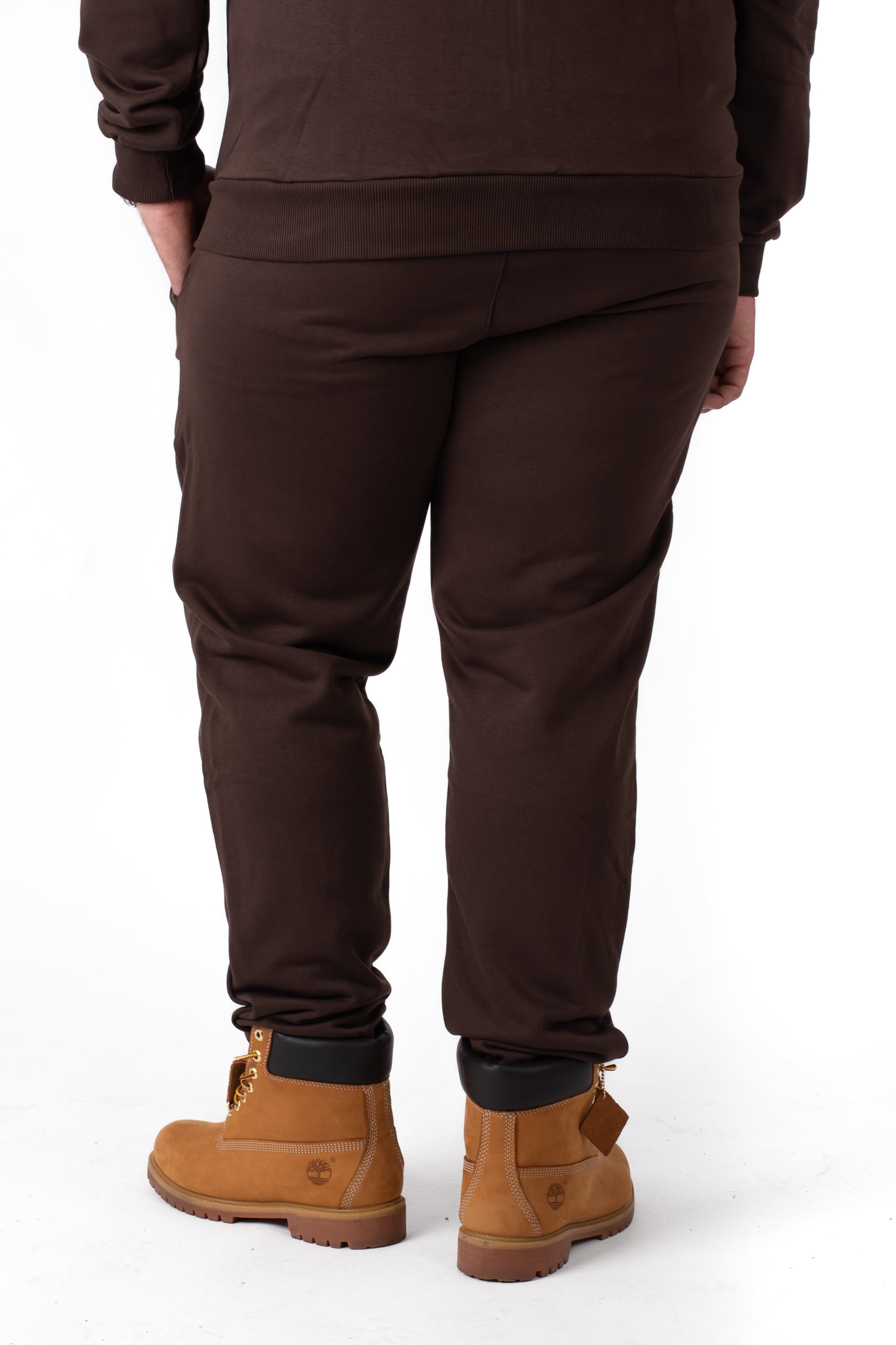 Retro Pantaloni tuta marroni cotone felpato jogger taglie forti uomo con felpa zip coordinata