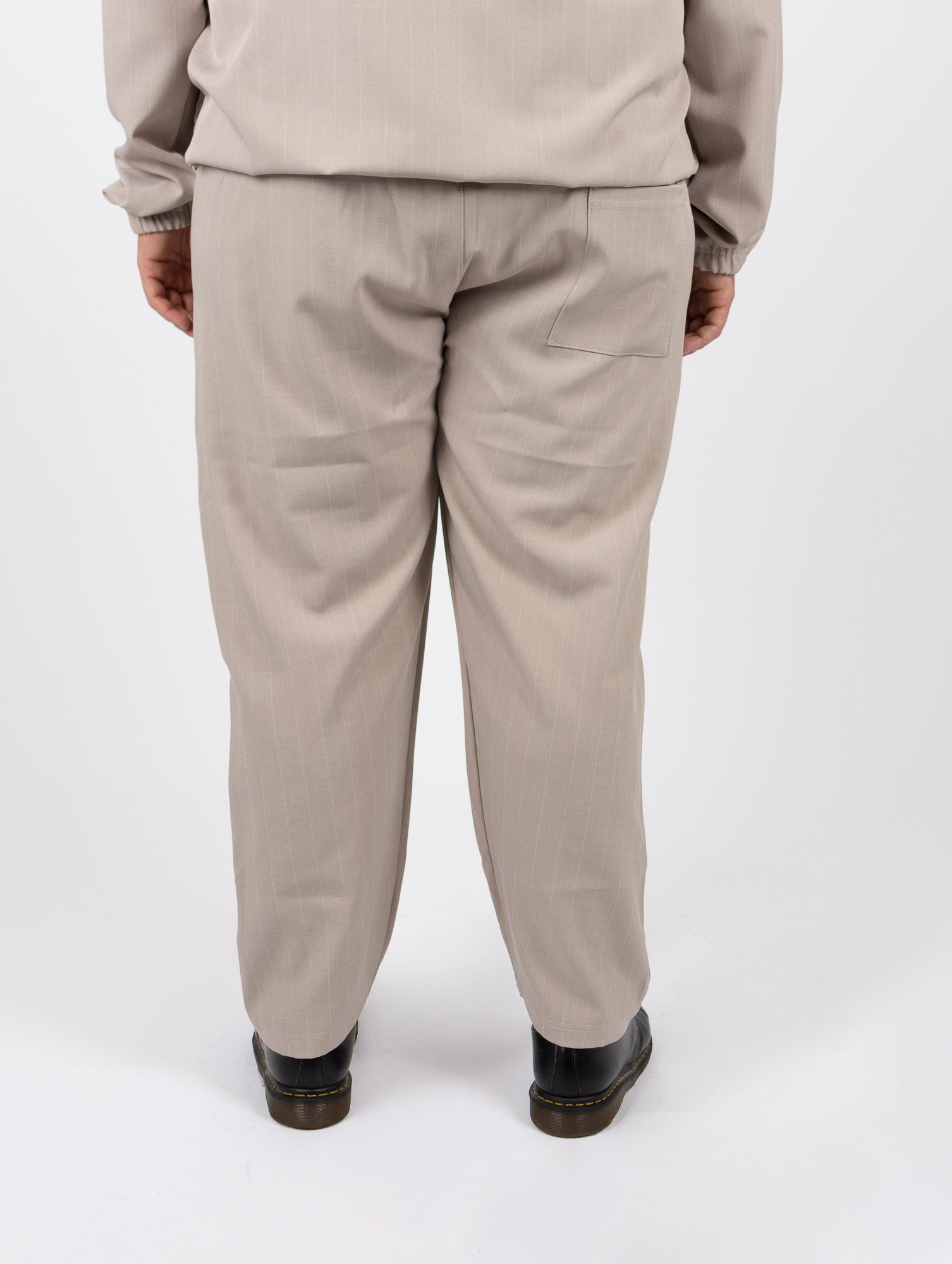 Pantaloni Beige Gessati con Coulisse Uomo Taglie Forti
