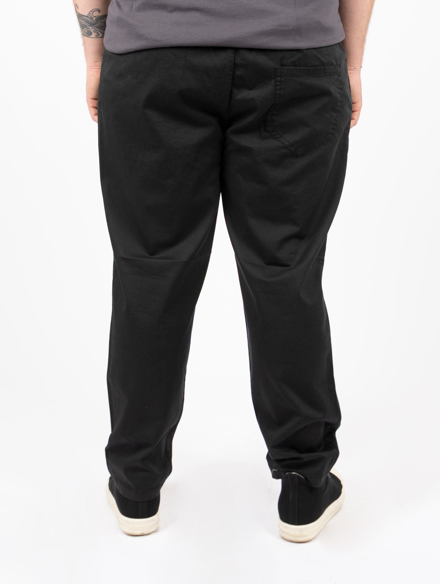 Pantalone Comfy Neri in Gabardina con Molla in Vita Taglie Forti