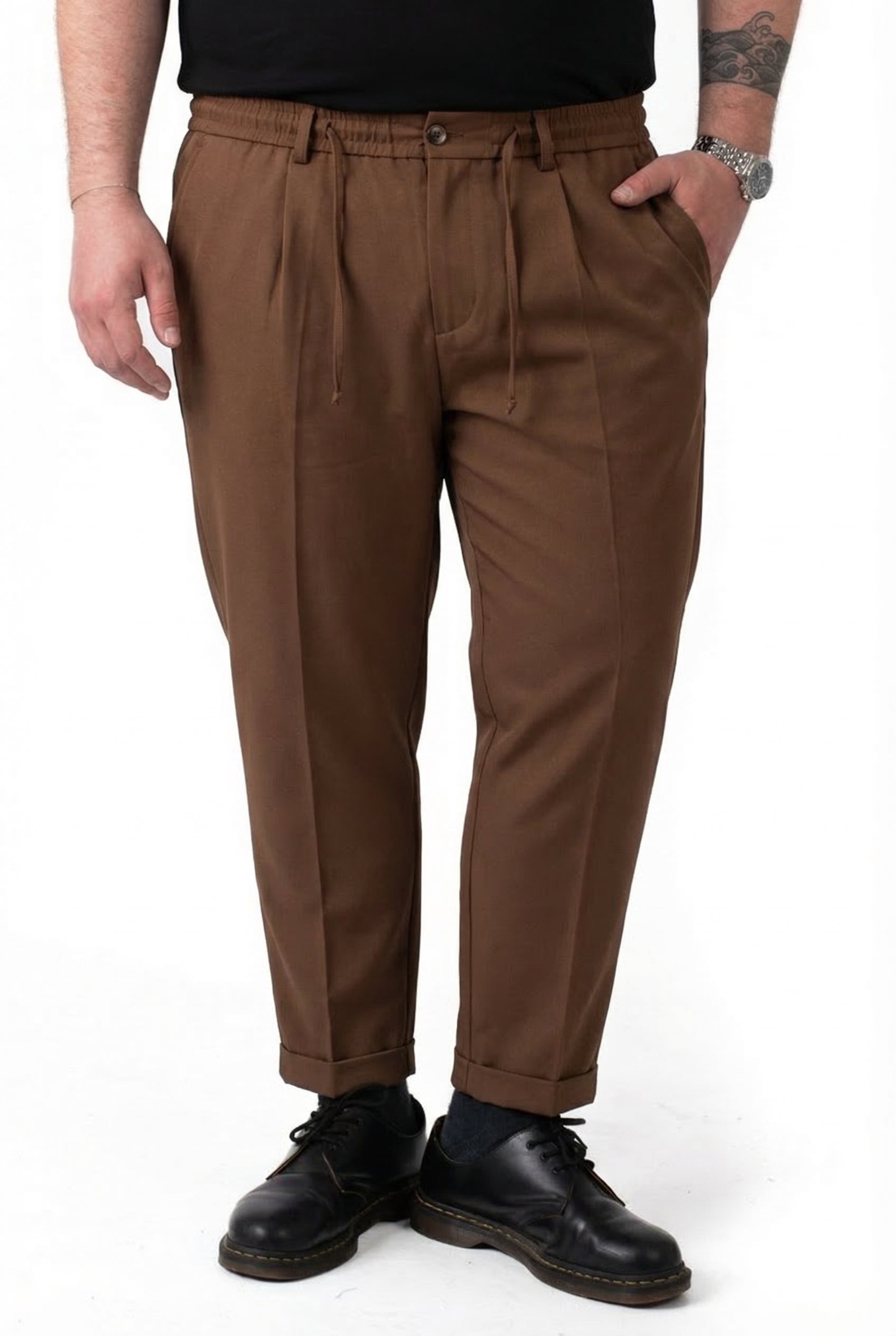 Pantaloni Milano Moro con Bustino in Molla Uomo Taglie Forti