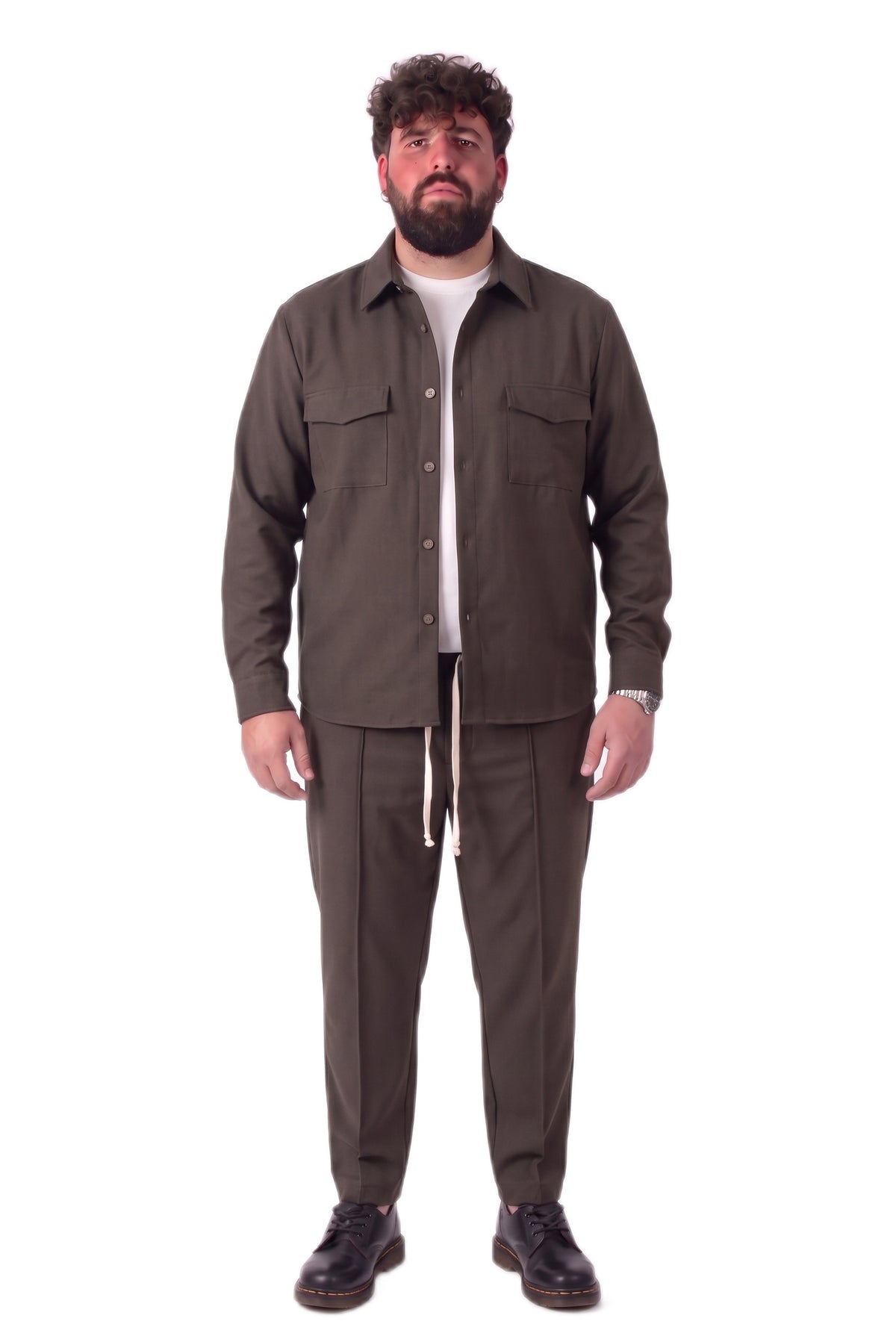 Completo Elegante Osaka Moro Camicia Tasconi e Pantaloni con Pinces Uomo Taglie Forti