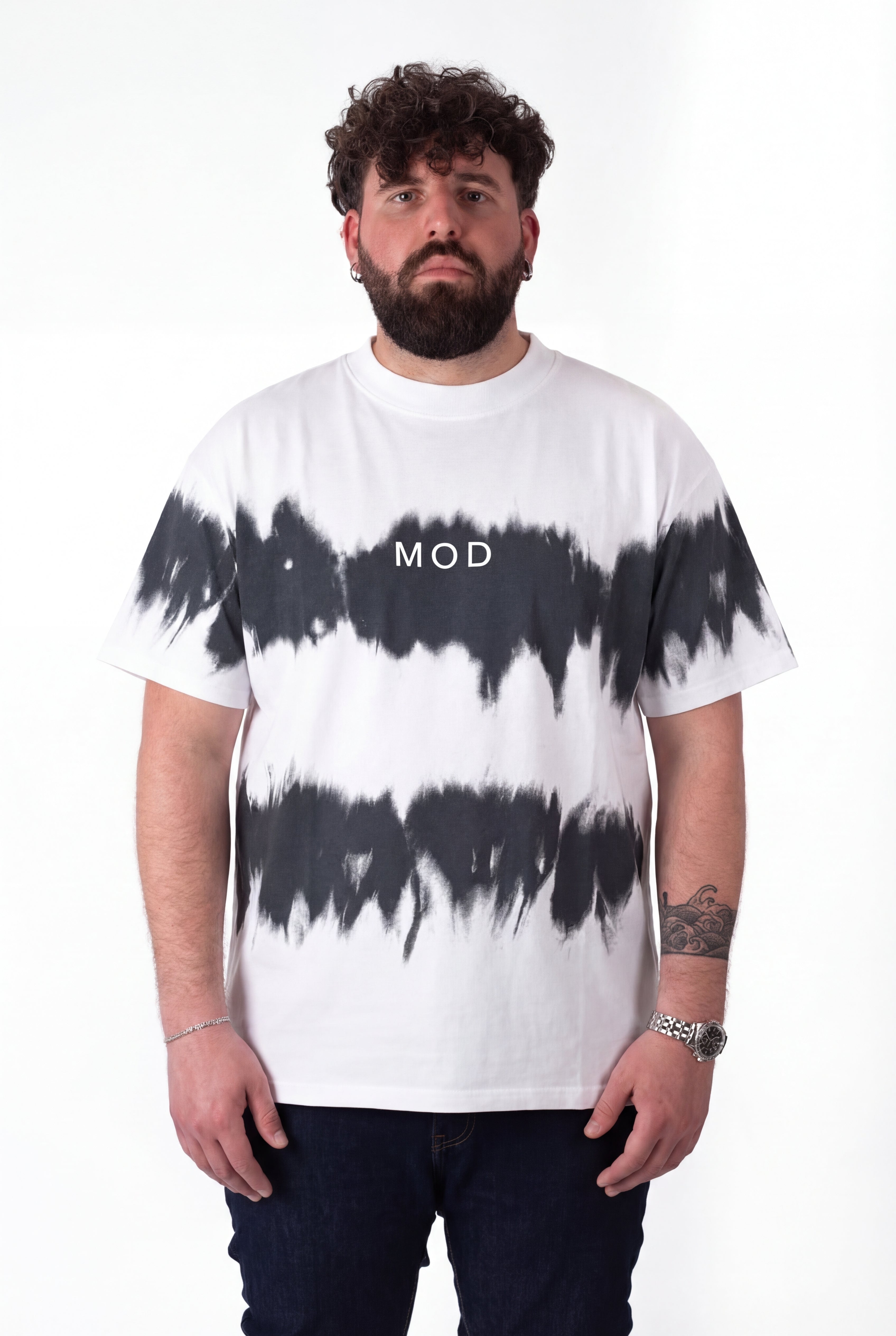 T-Shirt Bianca Tie-Dye Uomo Taglie Forti