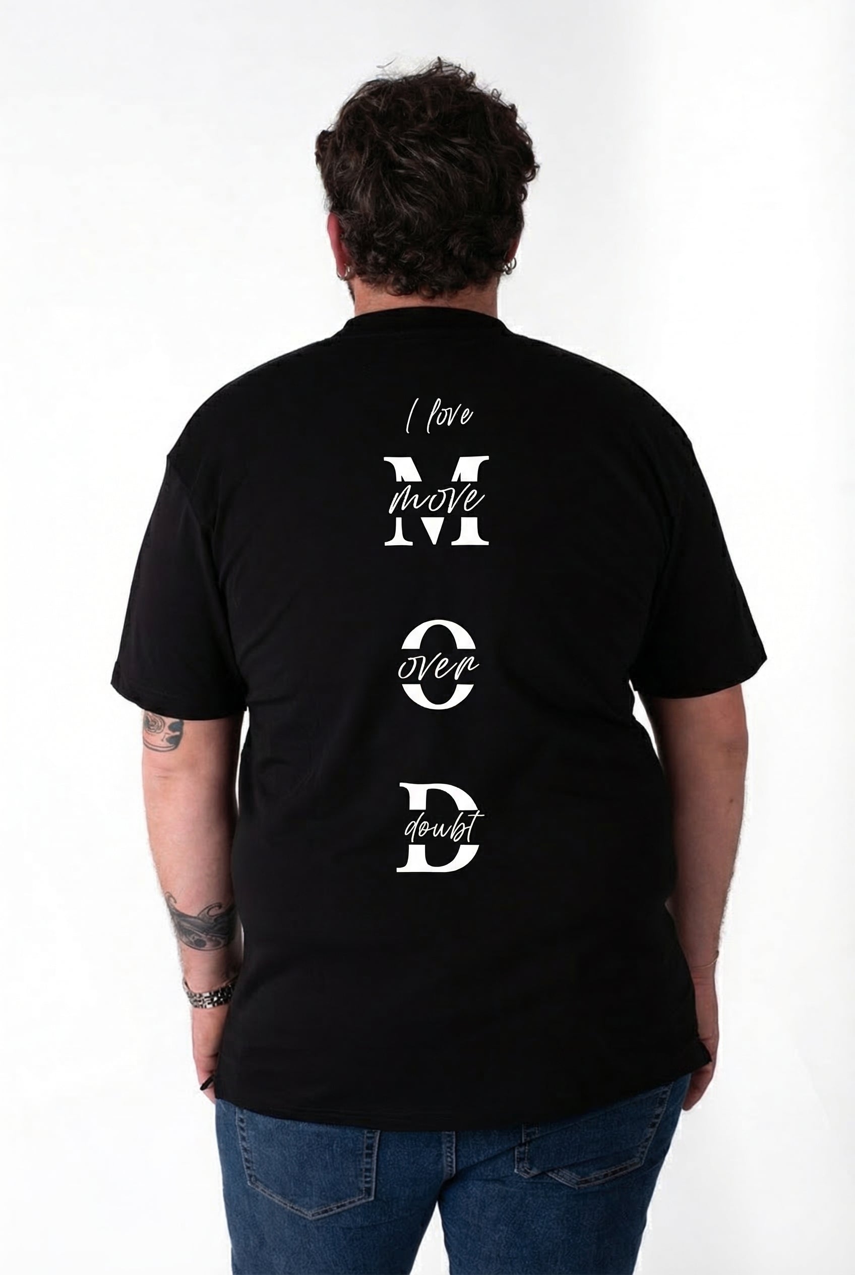 T-Shirt Nera "Move Over Doubt" Uomo Taglie Forti