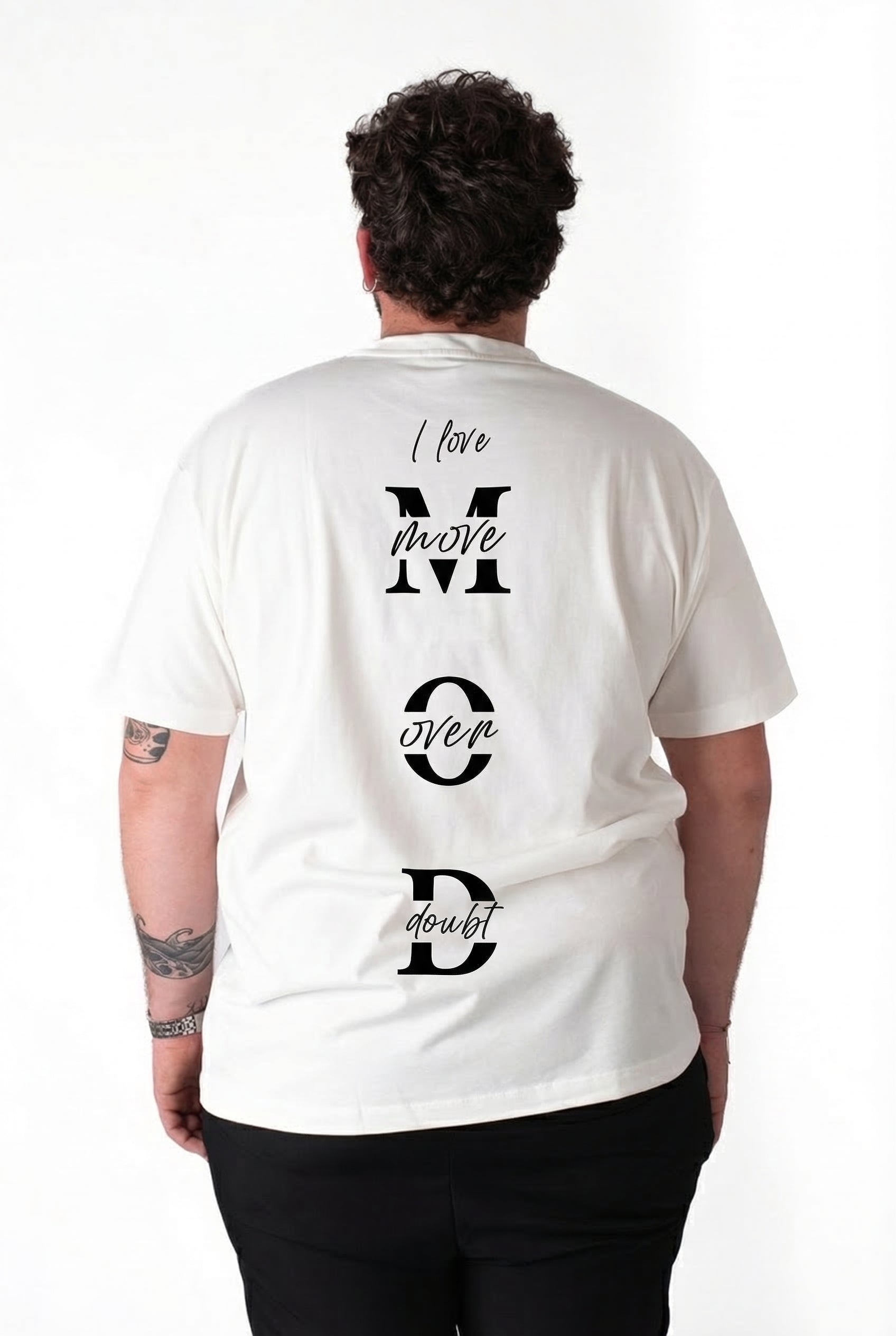 T-Shirt Bianca "Move Over Doubt" Uomo Taglie Forti