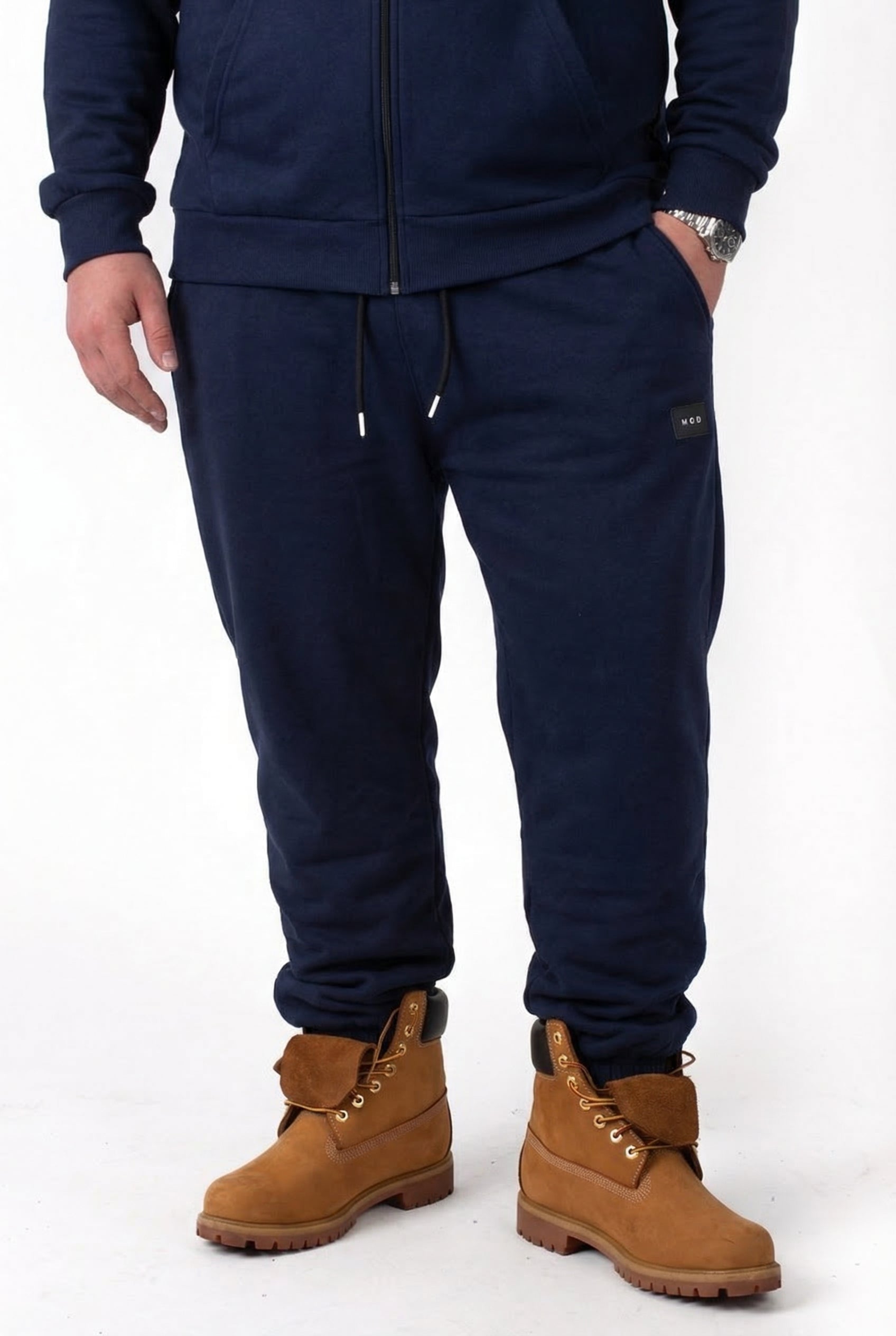 Jogger Blu Navy Cotone Felpato Uomo Taglie Forti