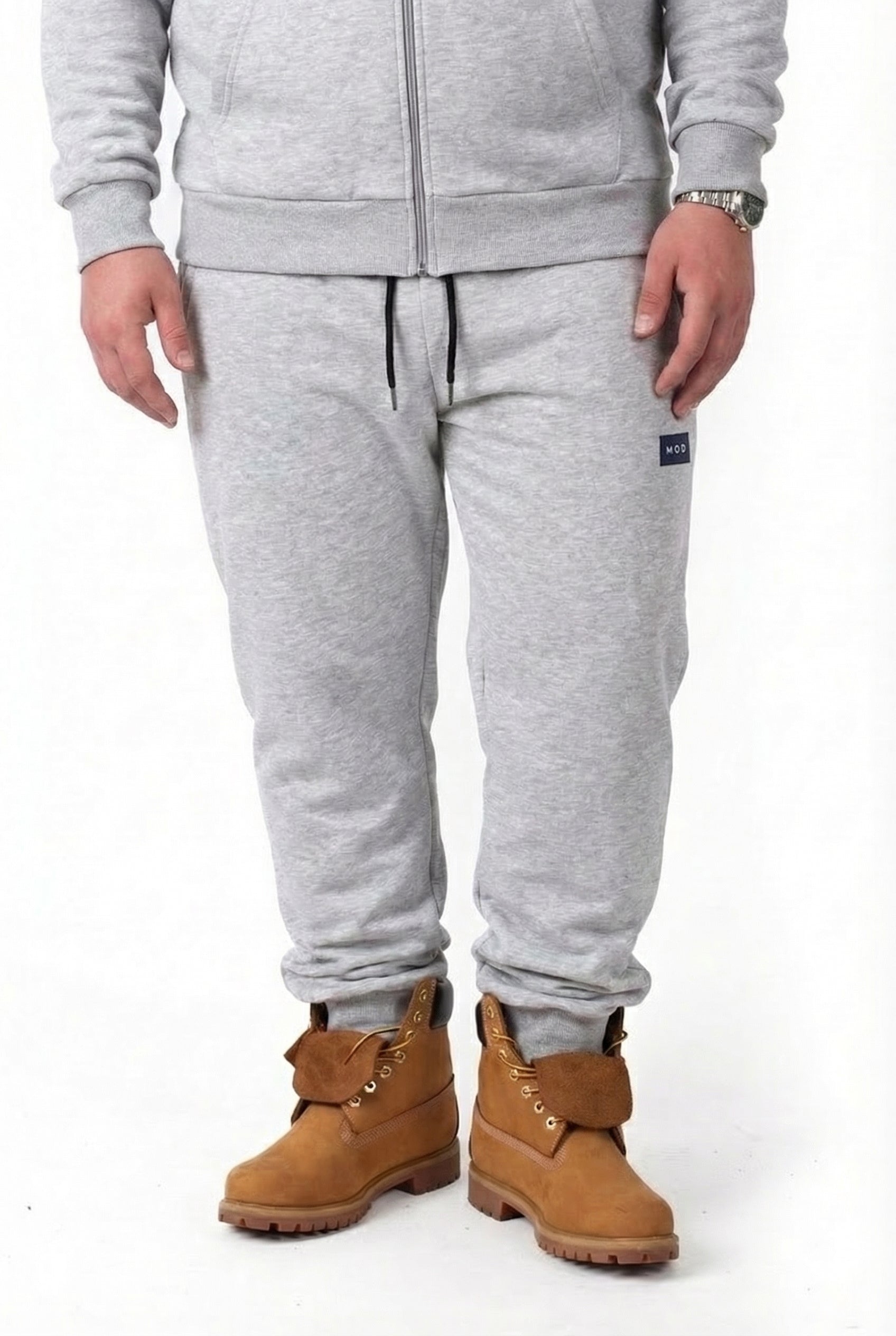 Jogger Grigio Melange Cotone Felpato Uomo Taglie Forti