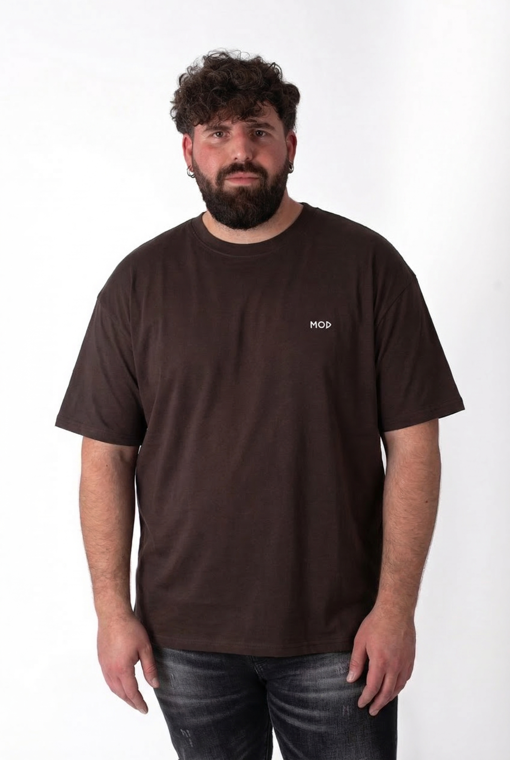 T-Shirt Marrone "Amore" Stampa Graffiti Retro Uomo Taglie Forti