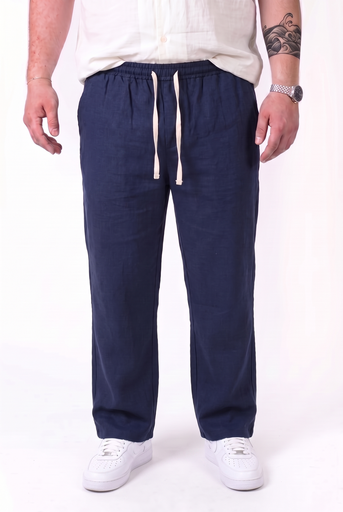 Pantalaccio Santorini Blu Navy In Cotone Fondo Largo Uomo Taglie Forti