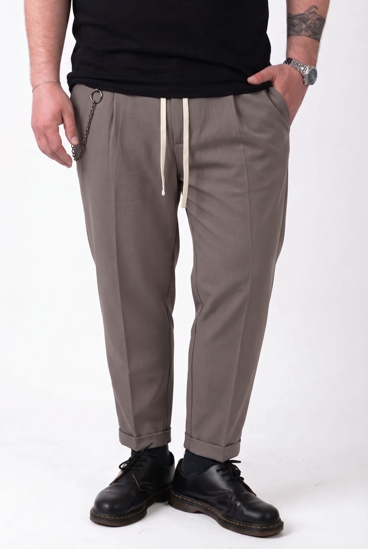 Pantalone Montecarlo Fango con Bustino in Molla e Pinces Uomo Taglie Forti