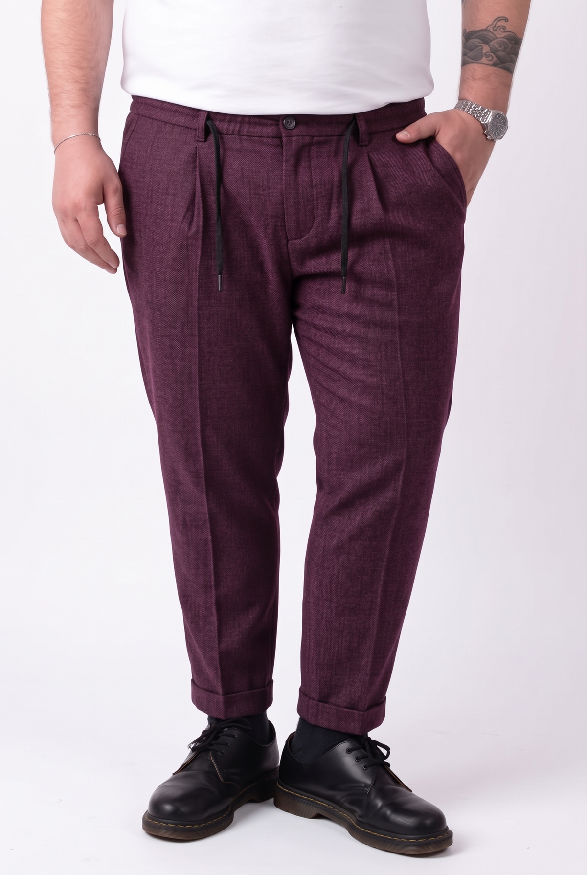 Pantalone Milano Tessuto Invernale Bordeaux Taglie Forti Uomo