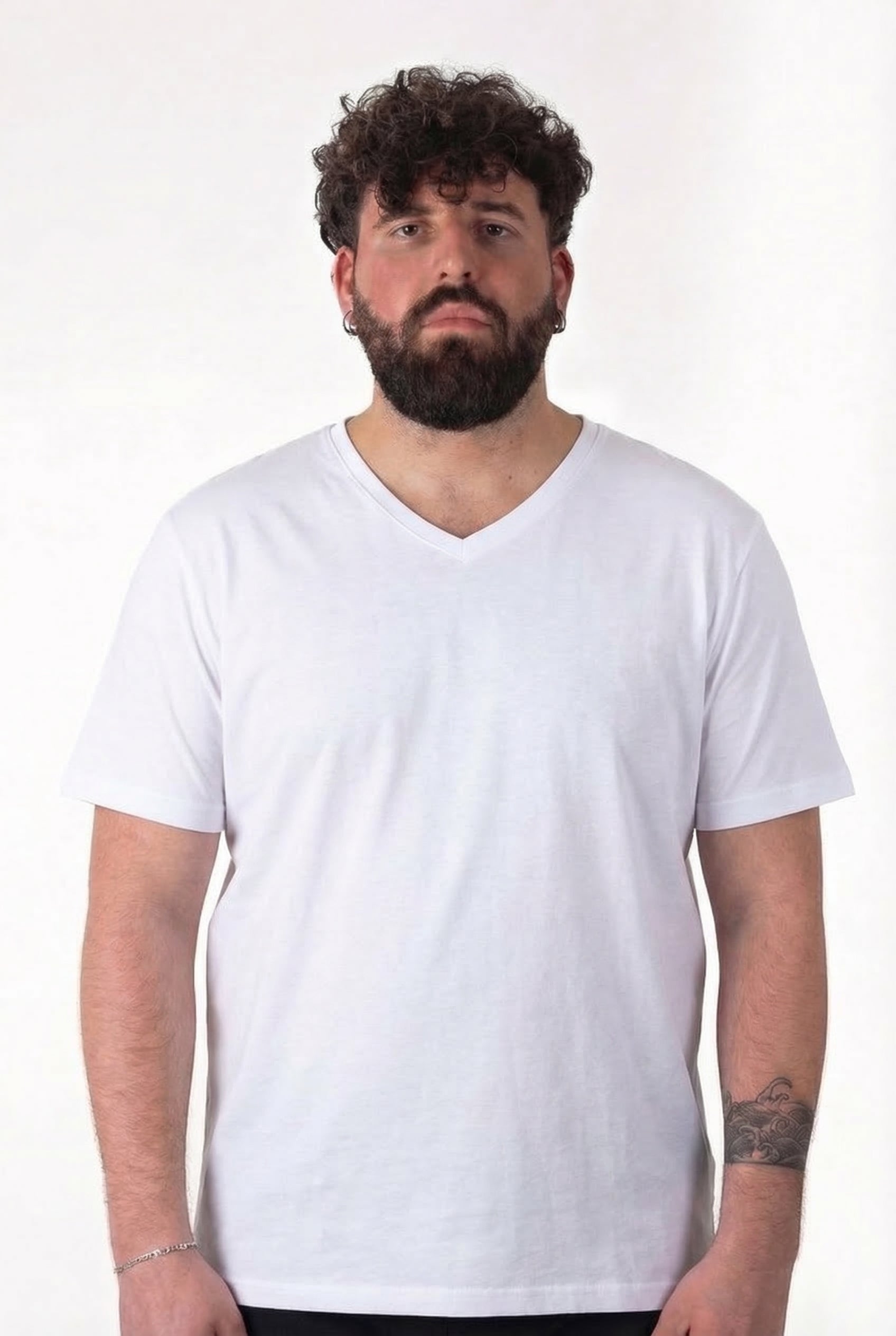 Maglia Intima Scollo a V Maxfort Bianca Cotone Uomo Taglie Forti