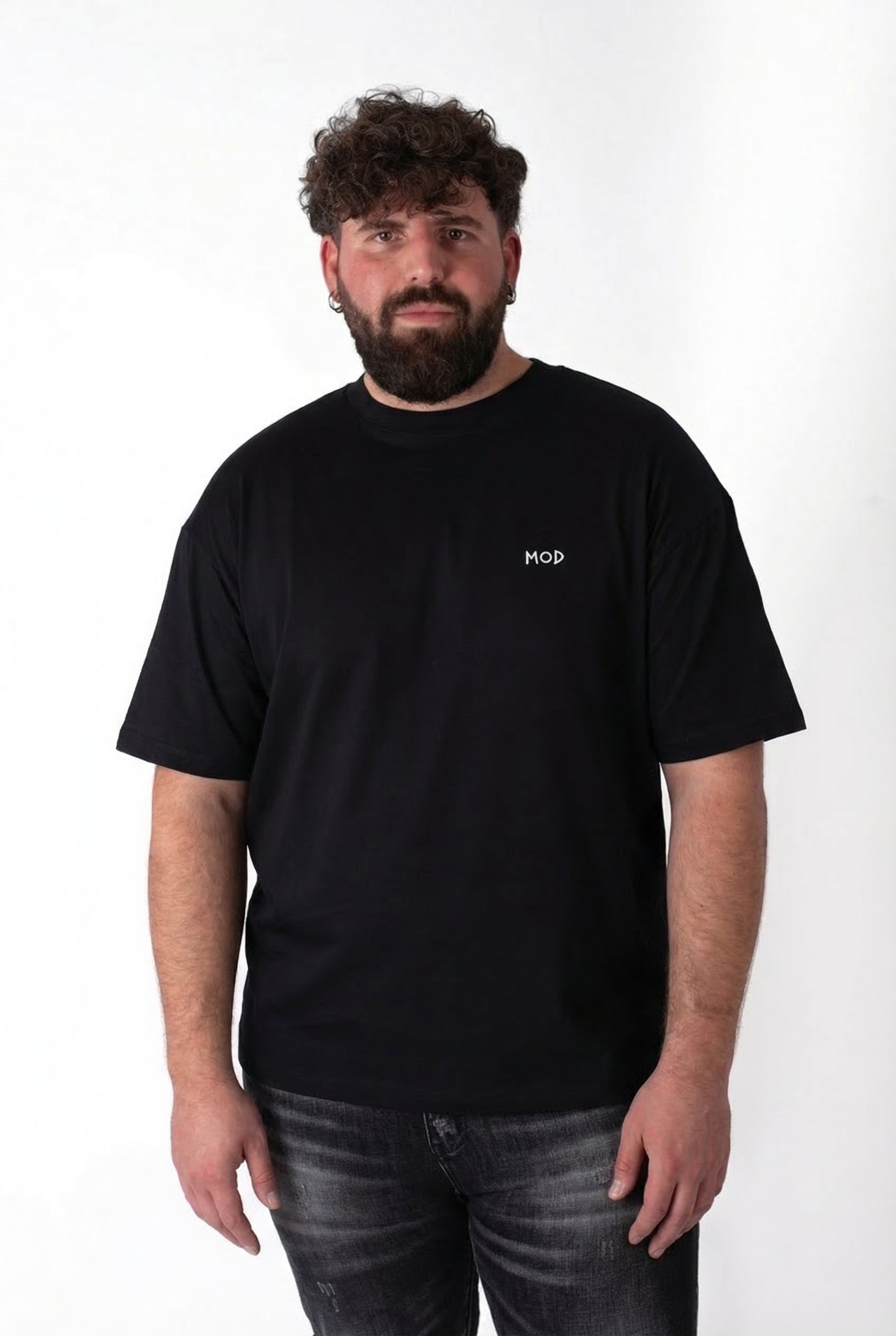 T-Shirt Nera "Amore" Stampa Graffiti Retro Uomo Taglie Forti