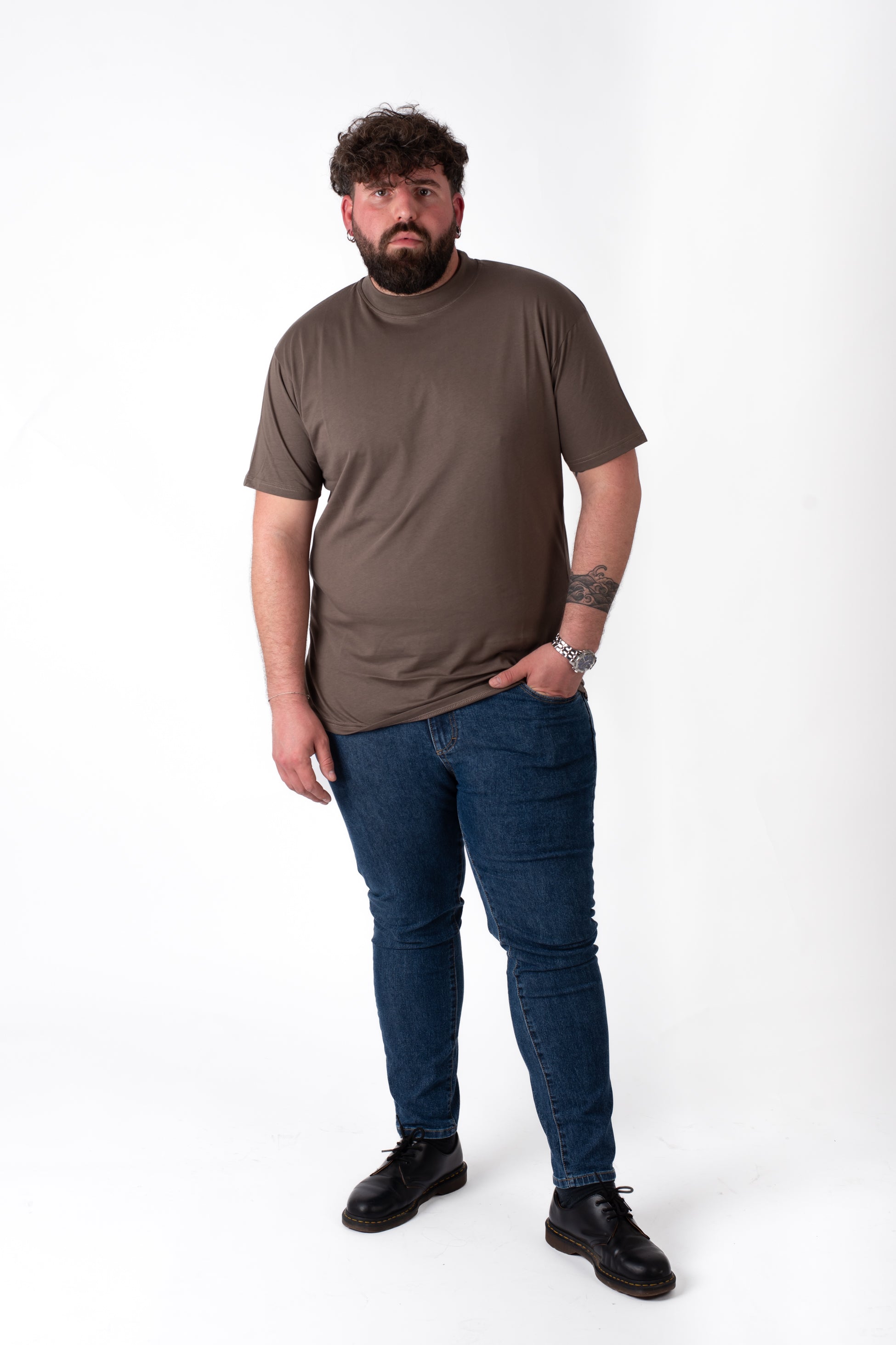 T-Shirt Fango Colletto in Costina Uomo Taglie Forti