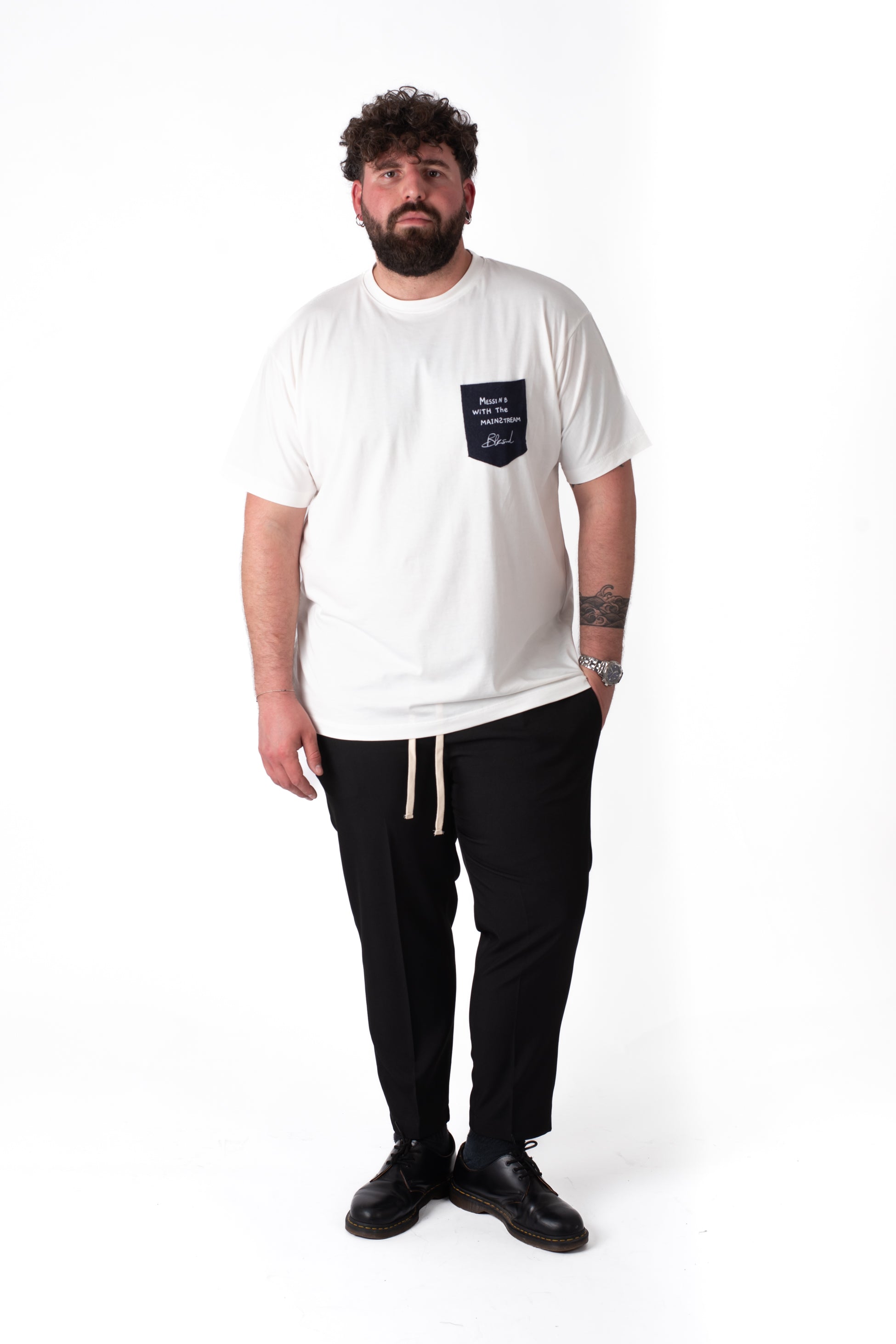 T-Shirt Bianca con Taschino Uomo Taglie Forti