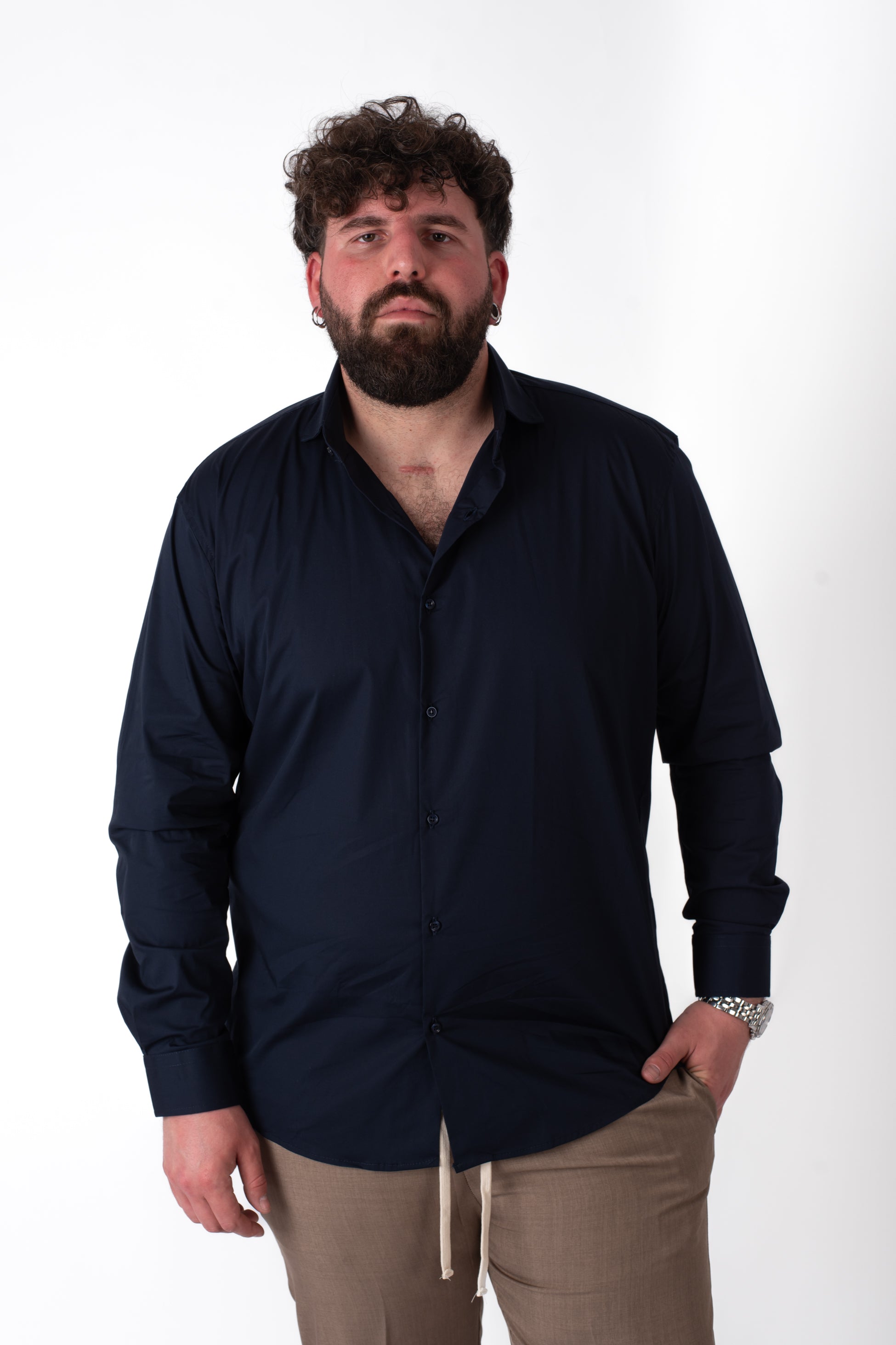 Camicia Blu Navy Uomo Taglie Forti