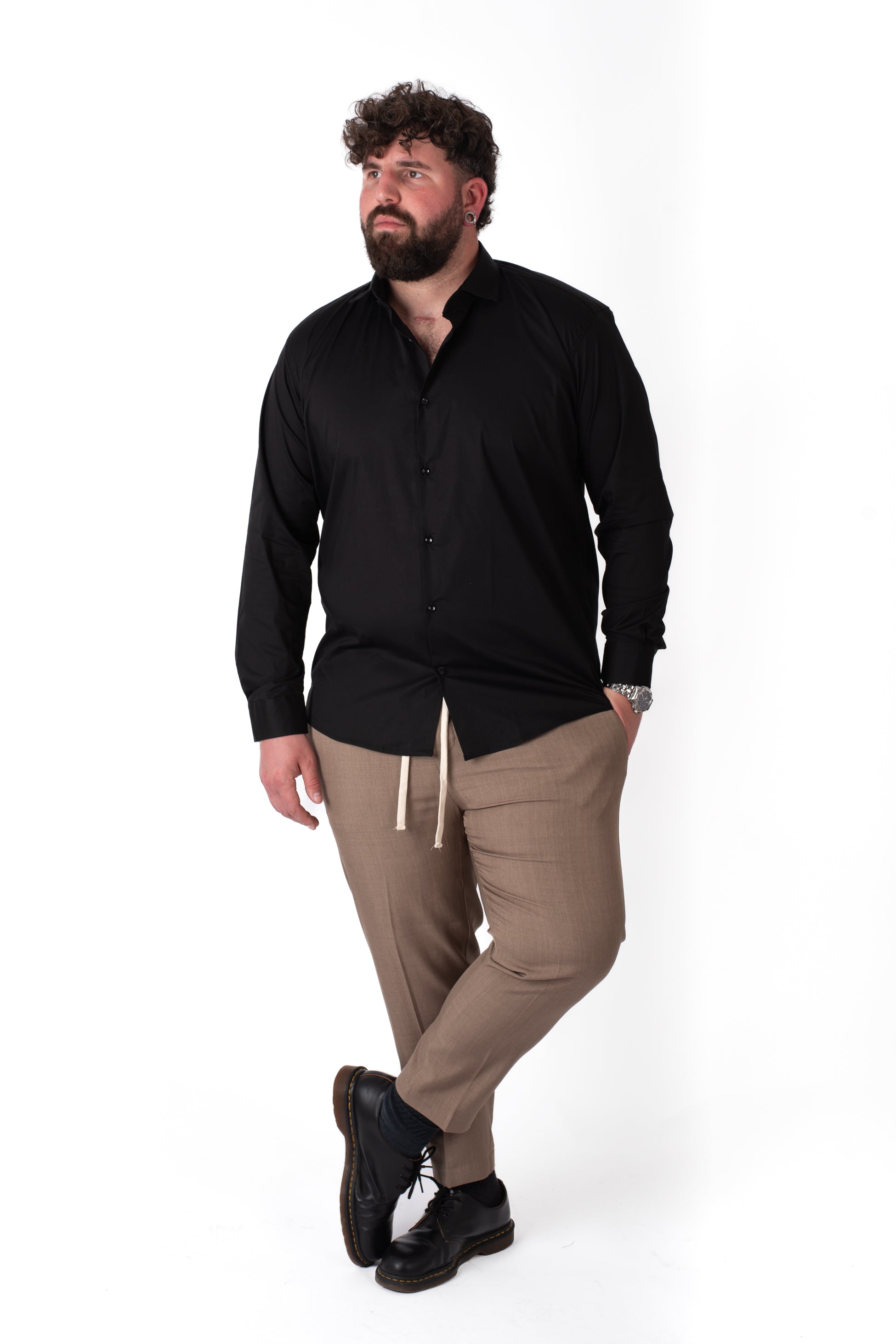 Camicia Nera Uomo Taglie Forti