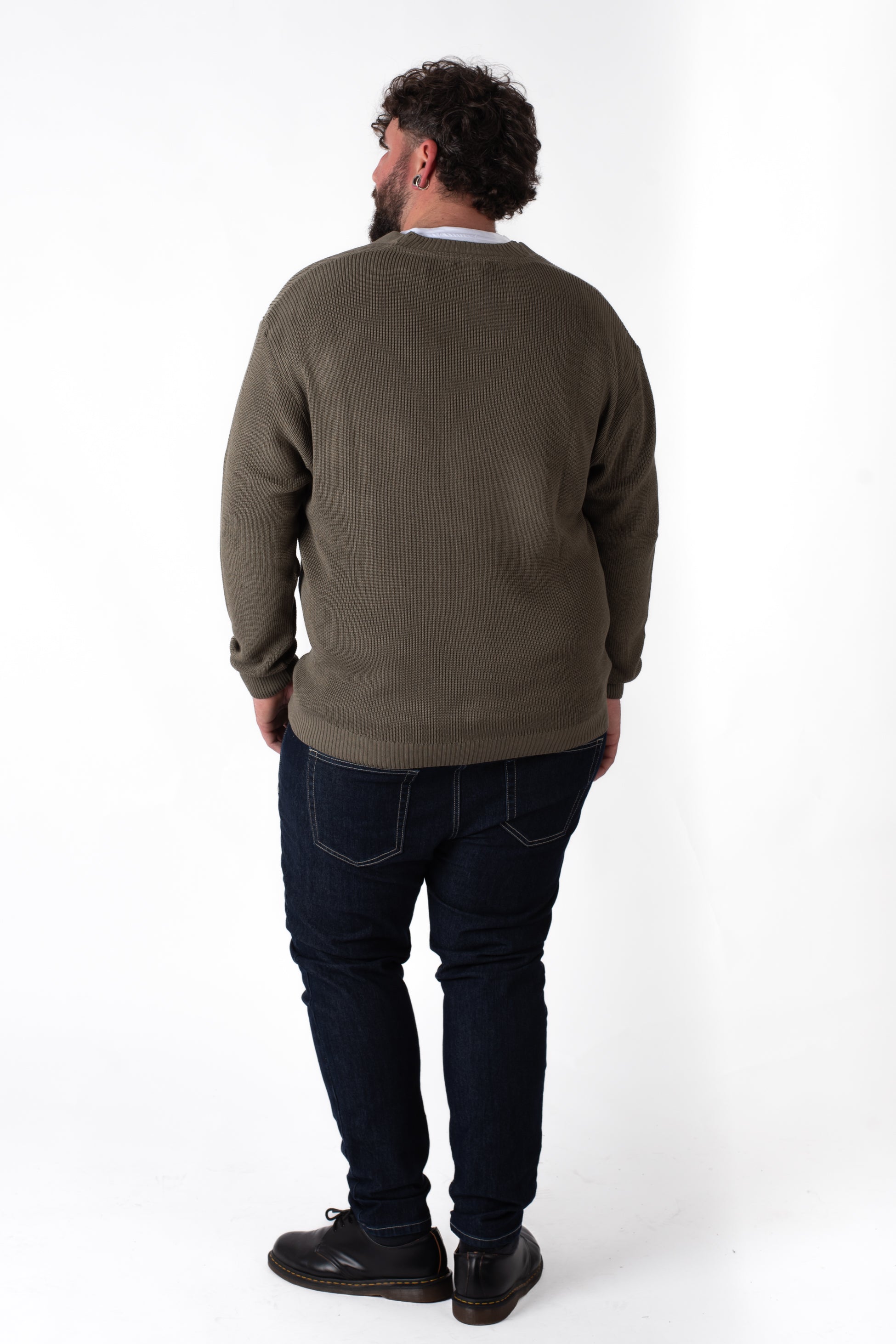 Cardigan Verde Militare in Maglia Uomo Taglie Forti