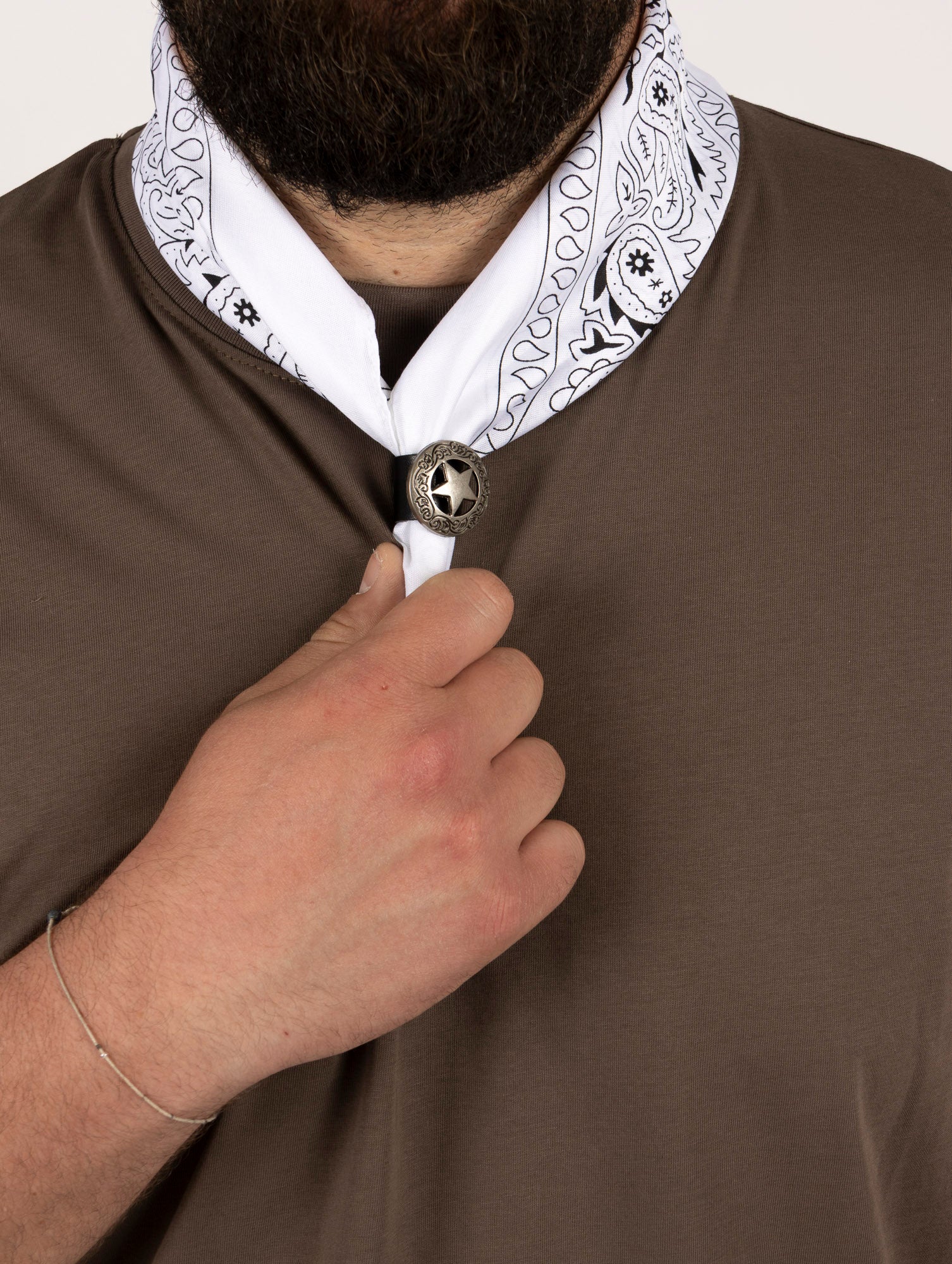 Bandana Bianca Paisley con Fermaglio Stella