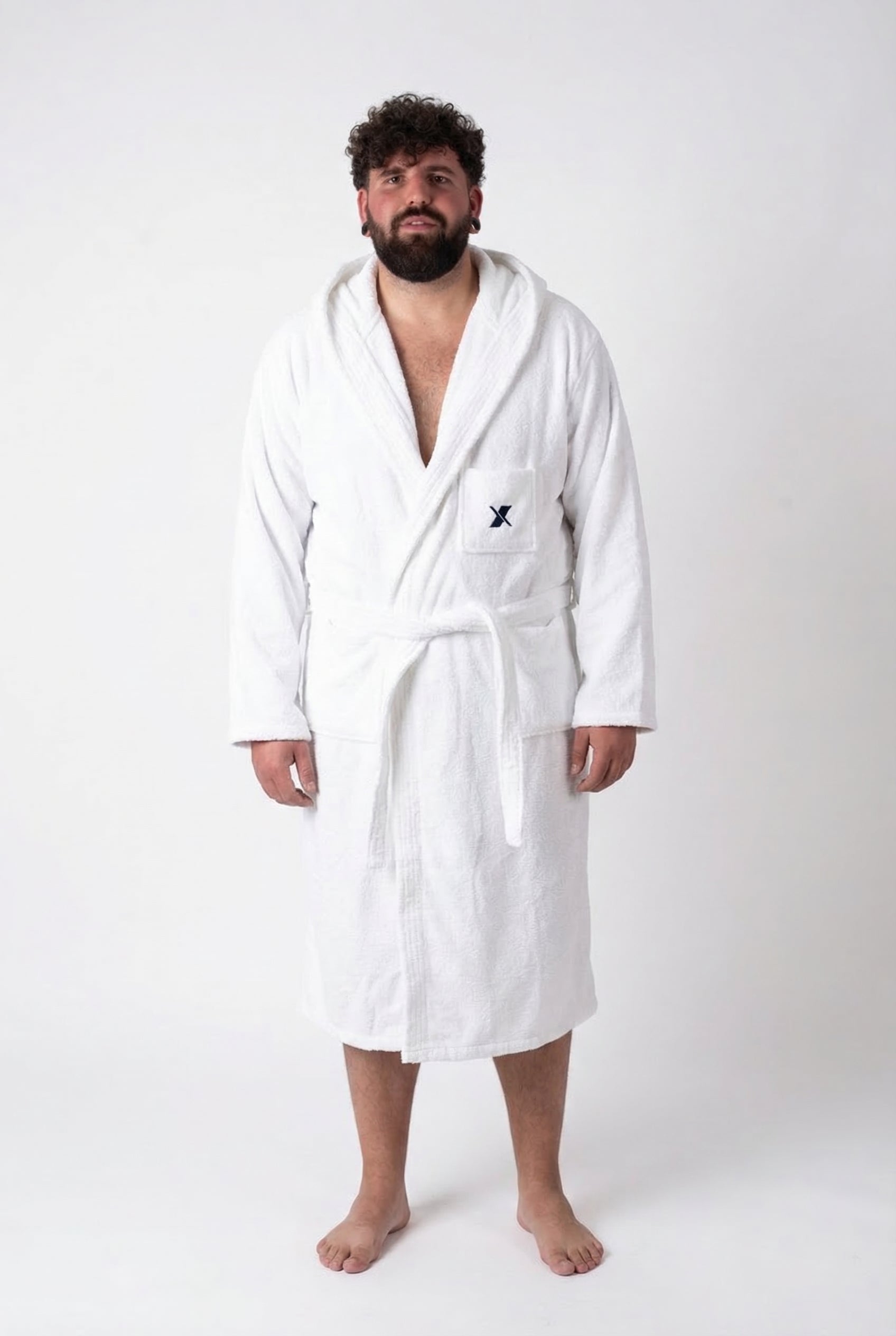 Accappatoio in Spugna Bianco Uomo Taglie Forti