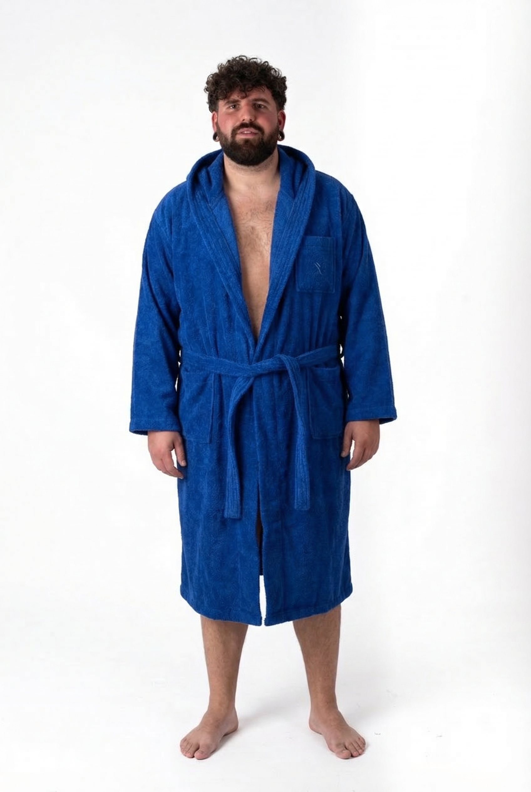 Accappatoio in Spugna Blu Uomo Taglie Forti