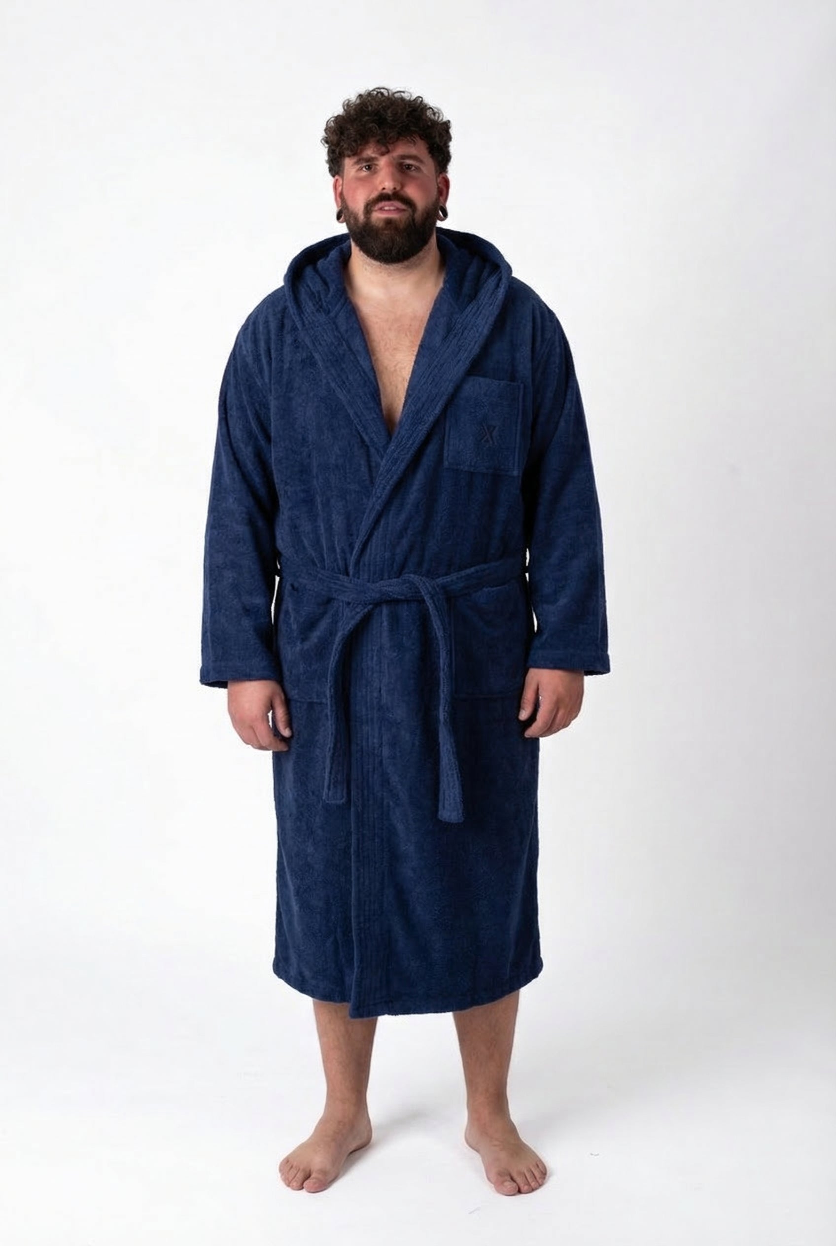 Accappatoio in Spugna Blu Royal Uomo Taglie Forti