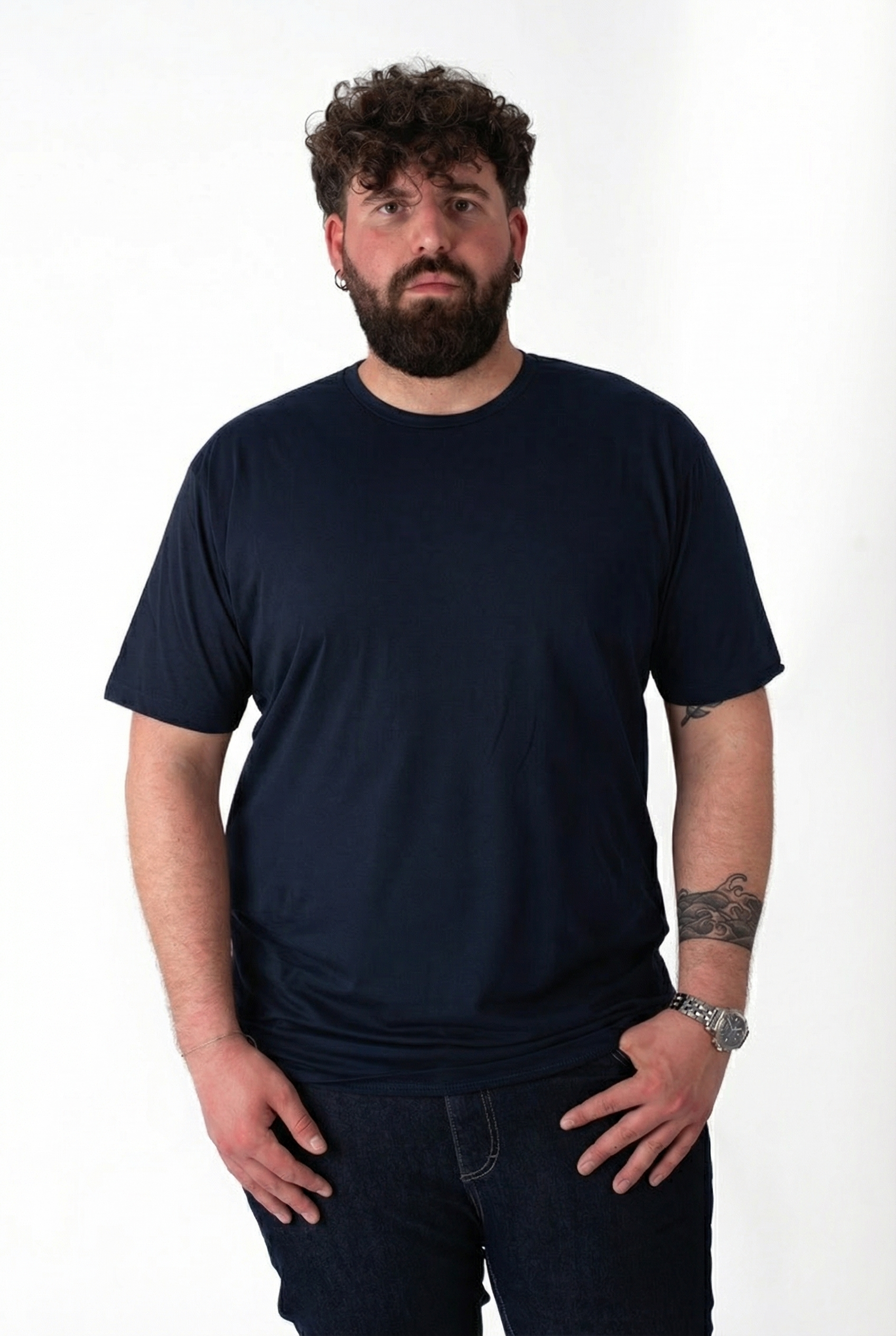 T-Shirt Blu Navy Basic Uomo Taglie Forti