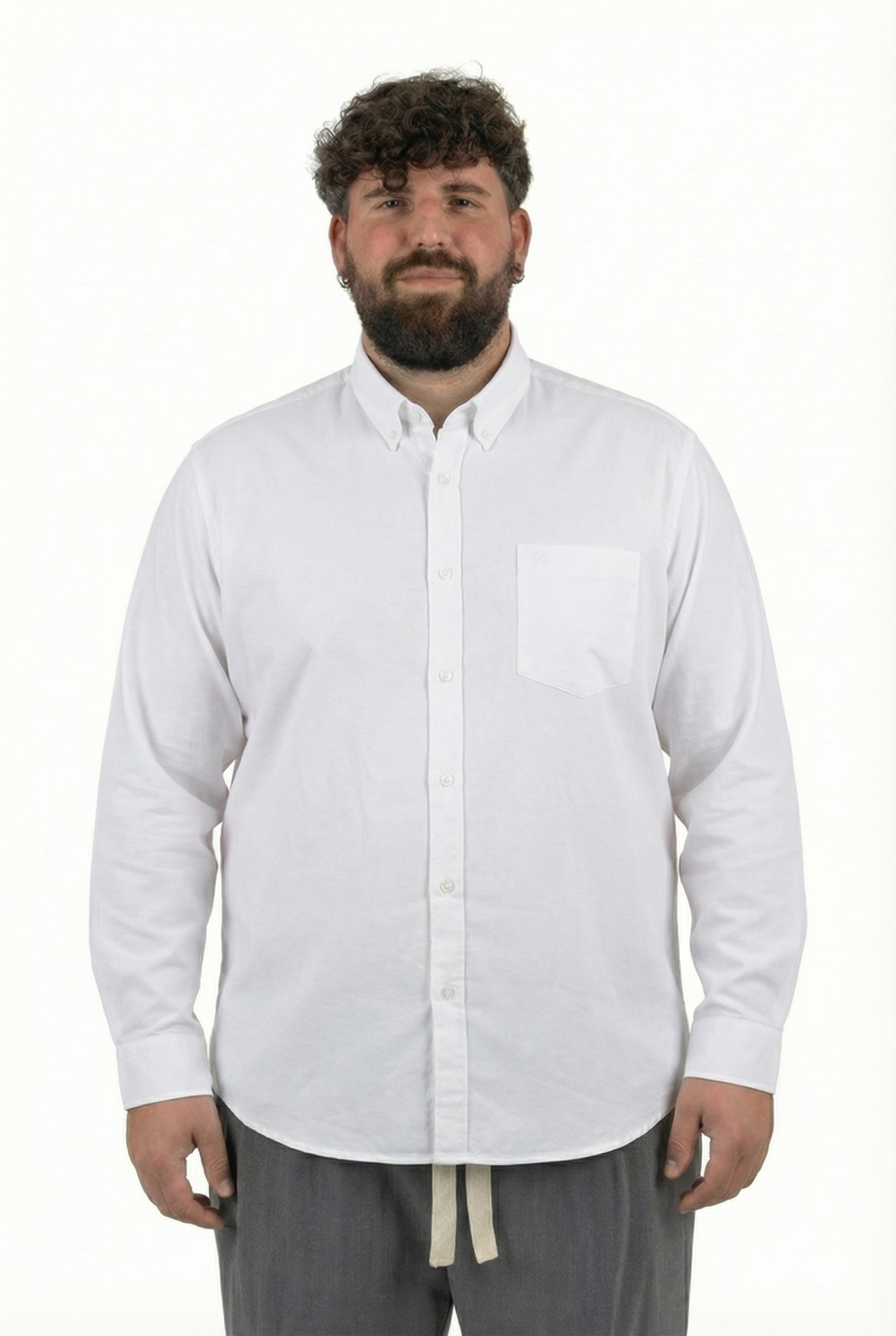 Camicia MaxFort Bianca Fil-à-Fil Button-Down Uomo Taglie Forti