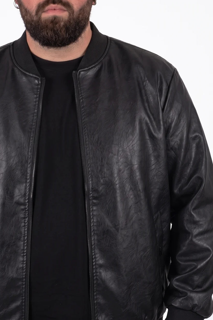 Bomber Cobain in Ecopelle Nero Uomo Taglie Forti