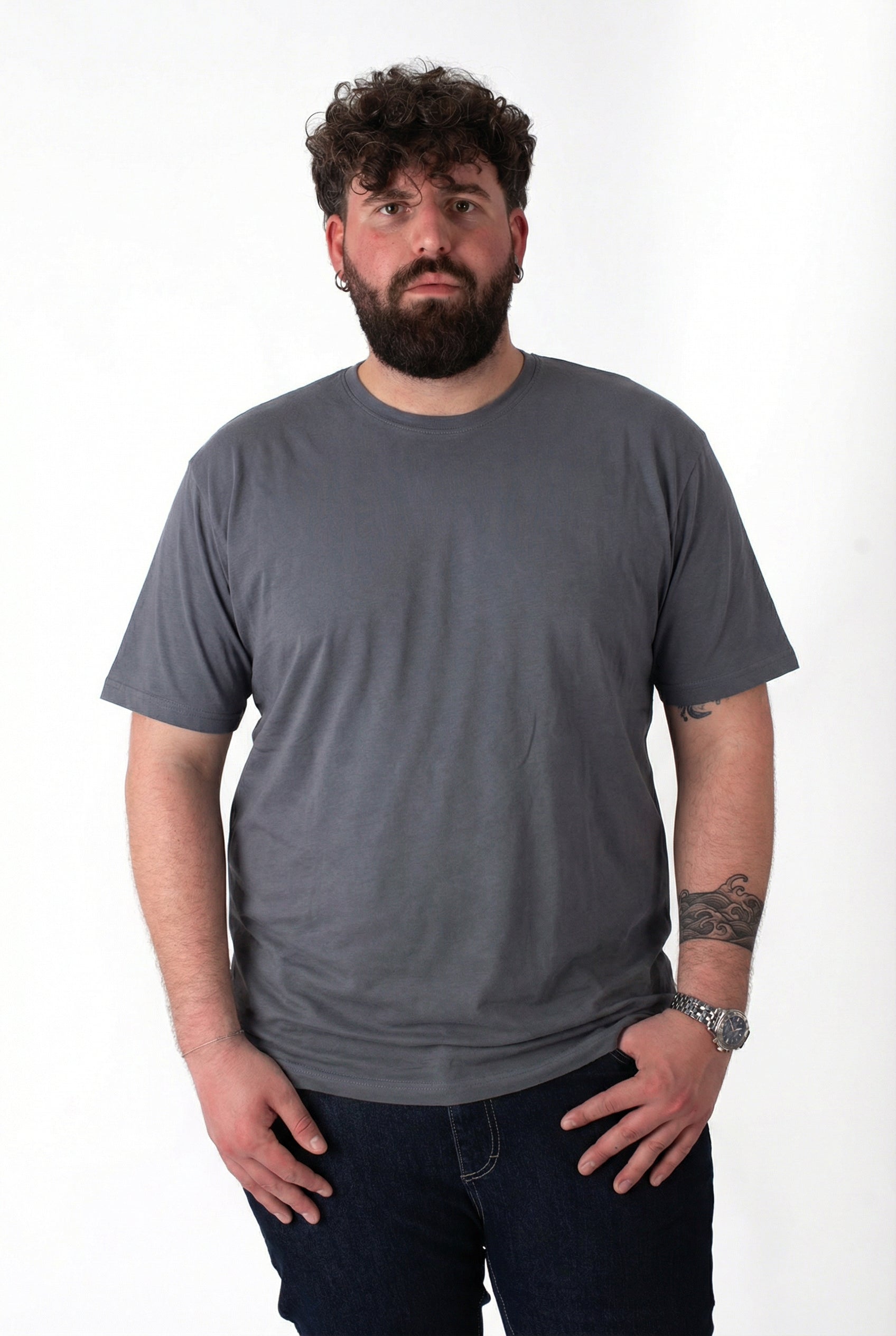T-Shirt Piombo Basic Uomo Taglie Forti