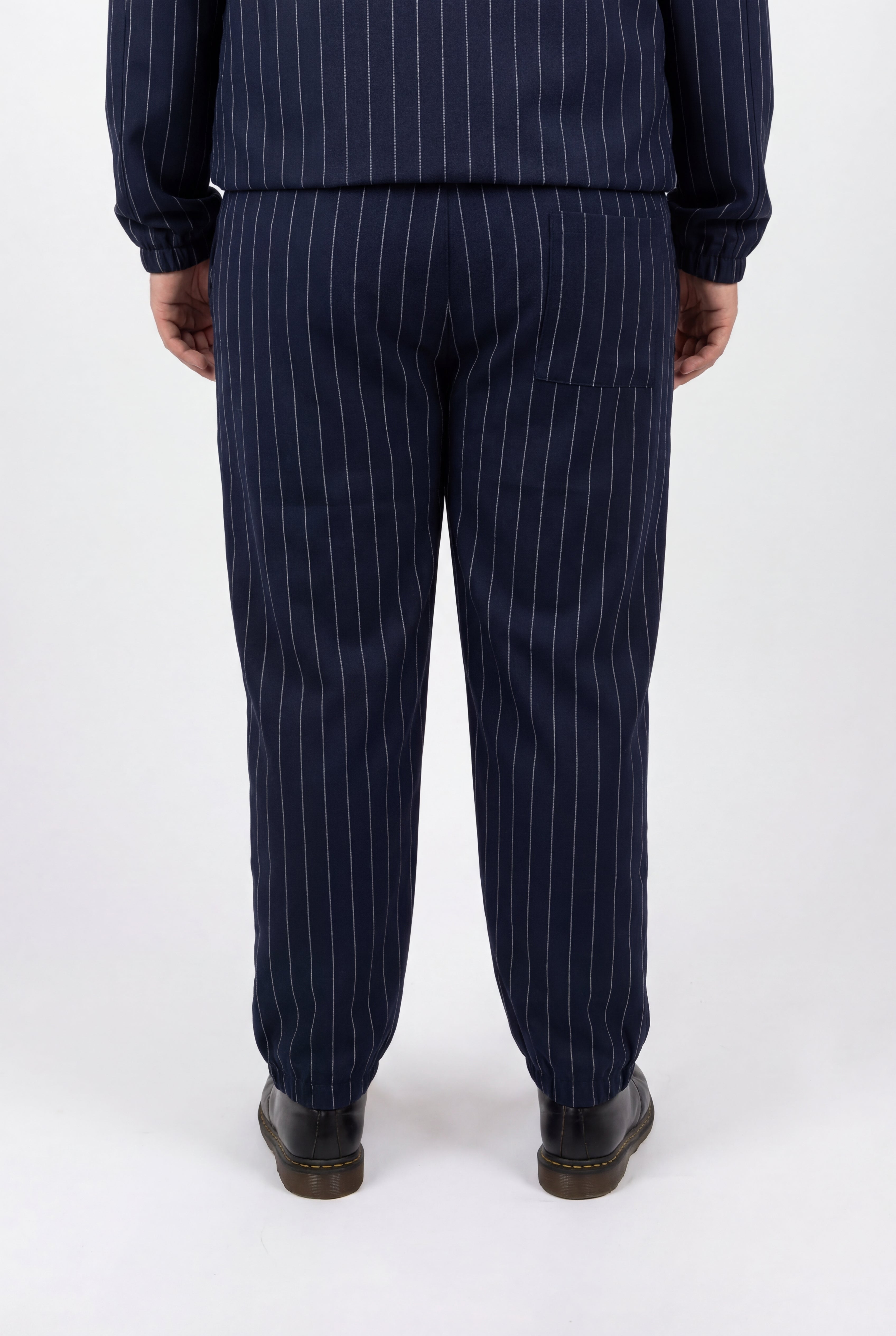 Pantaloni Blue navy Gessati con Molla in Vita Uomo Taglie Forti