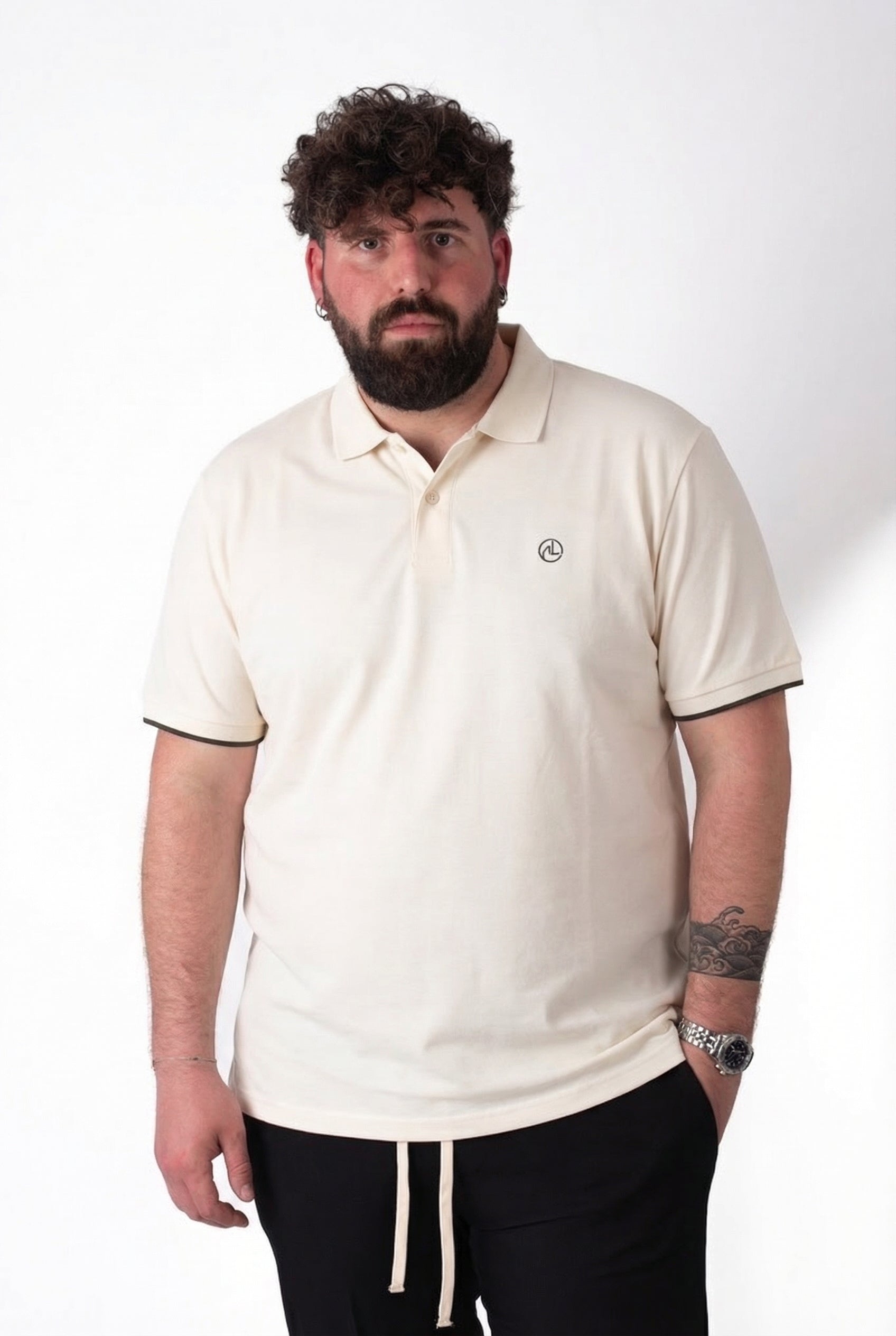 Polo Crema in cotone Uomo Taglie Forti