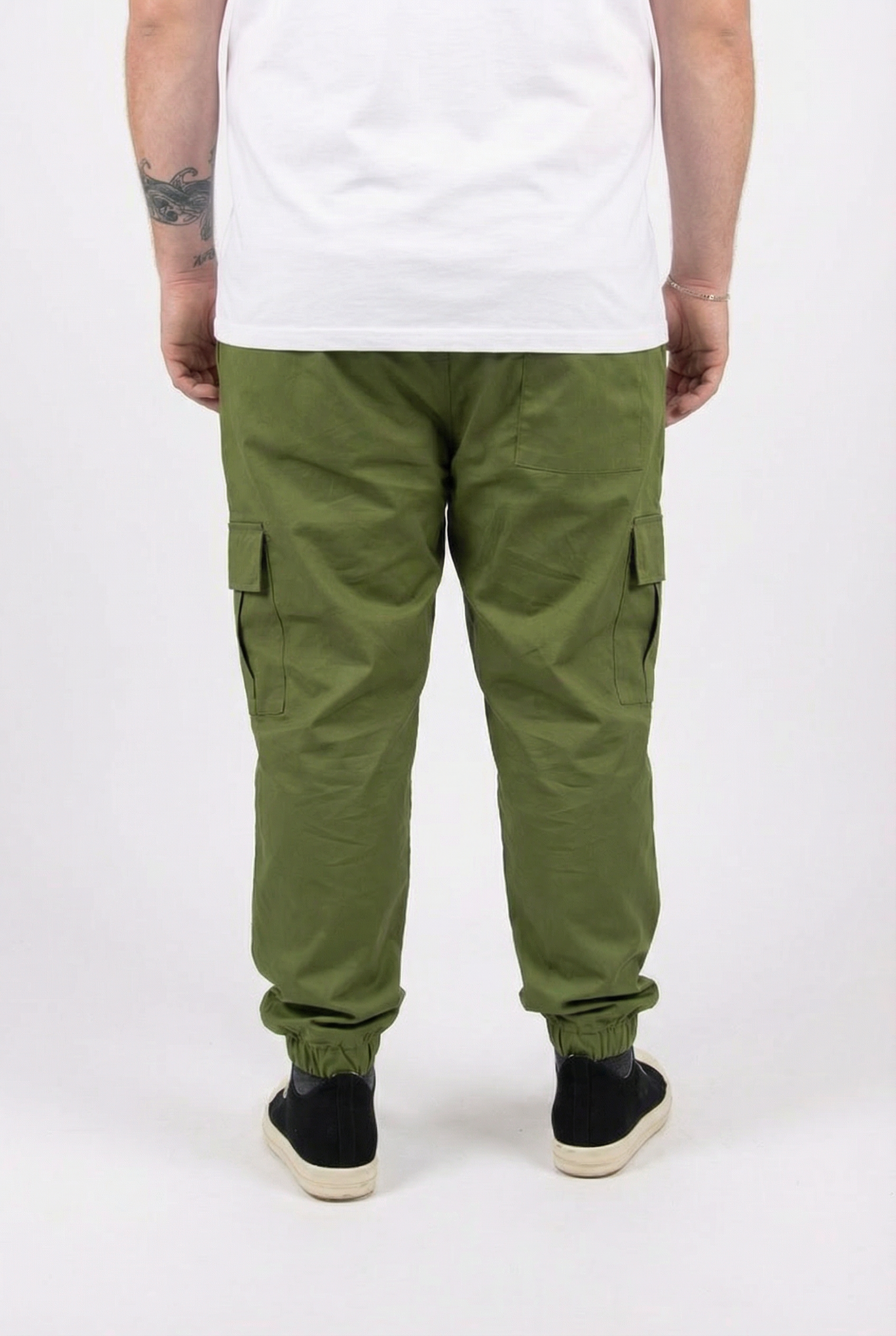 Pantaloni Cargo Verde con Molla in Vita Uomo Taglie Forti