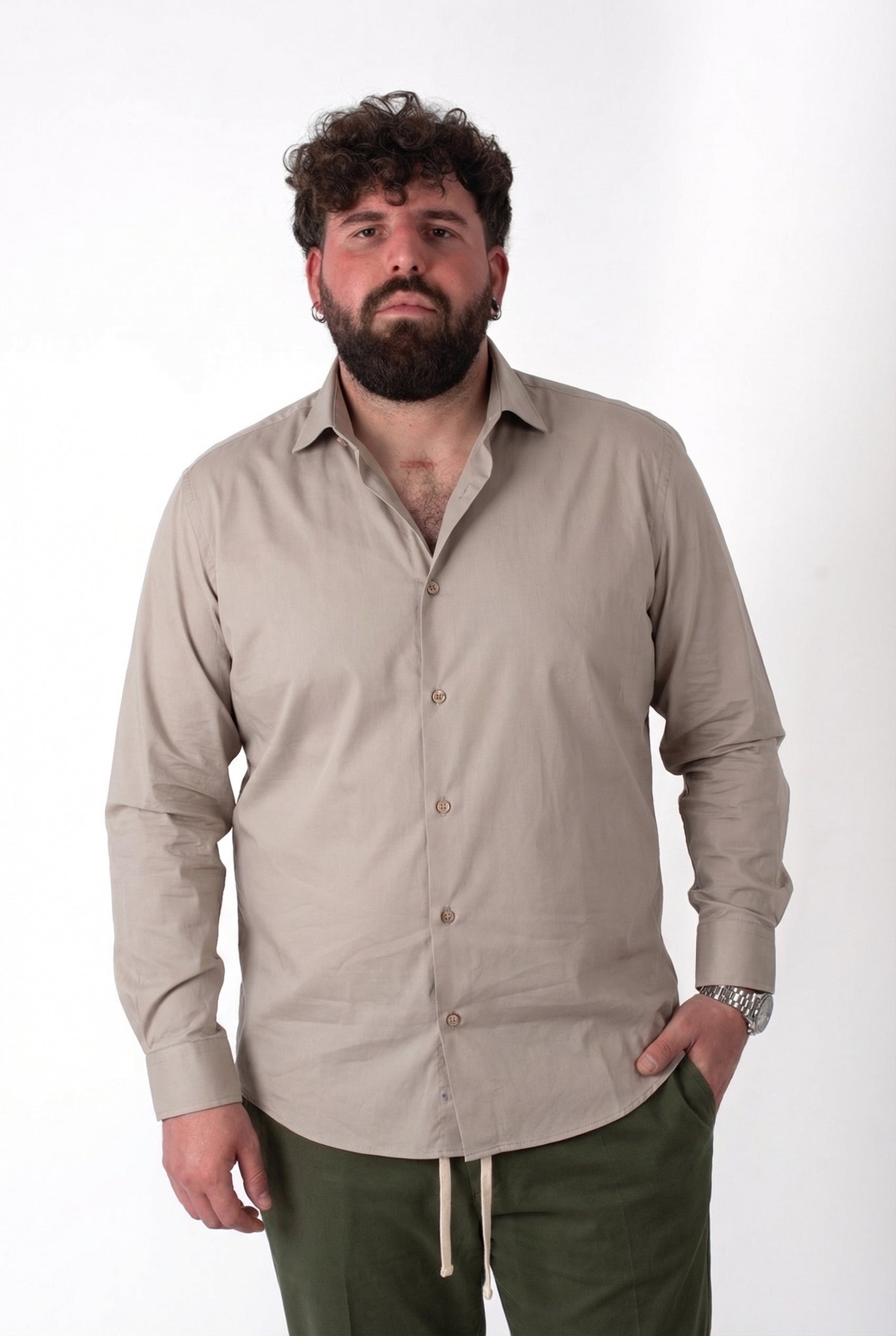 Camicia Beige Uomo Taglie Forti