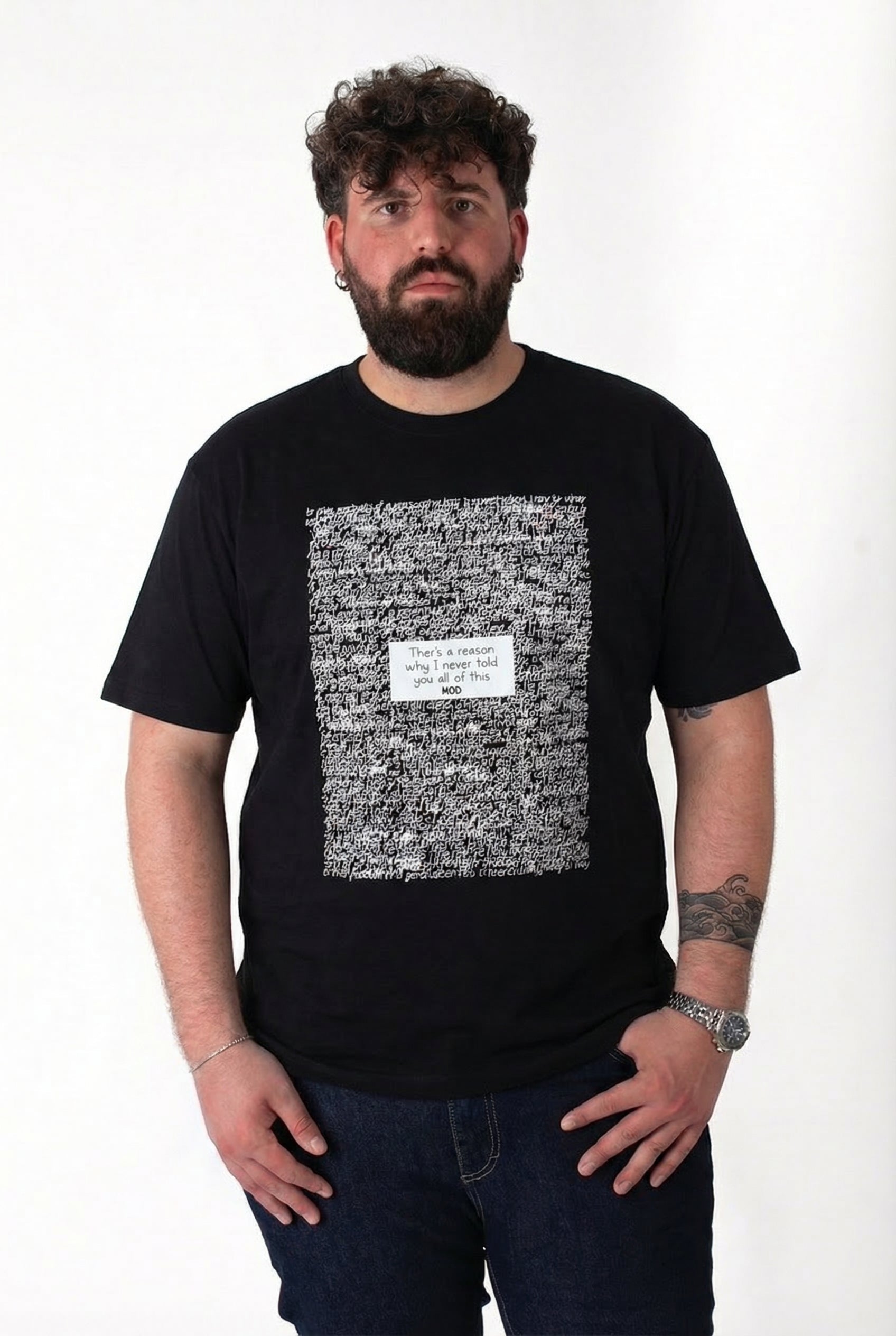 T-Shirt Nera "There's a Reason" Uomo Taglie Forti