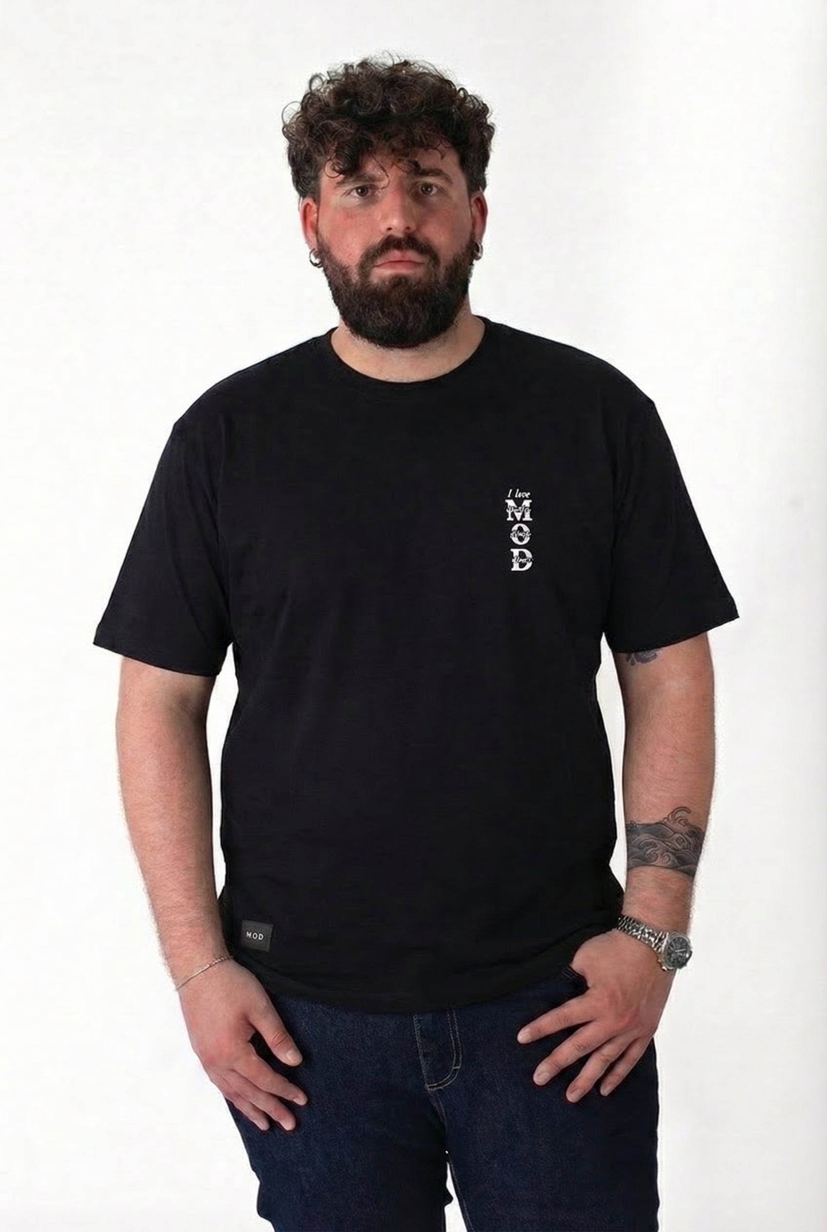 T-Shirt Nera "Move Over Doubt" Uomo Taglie Forti