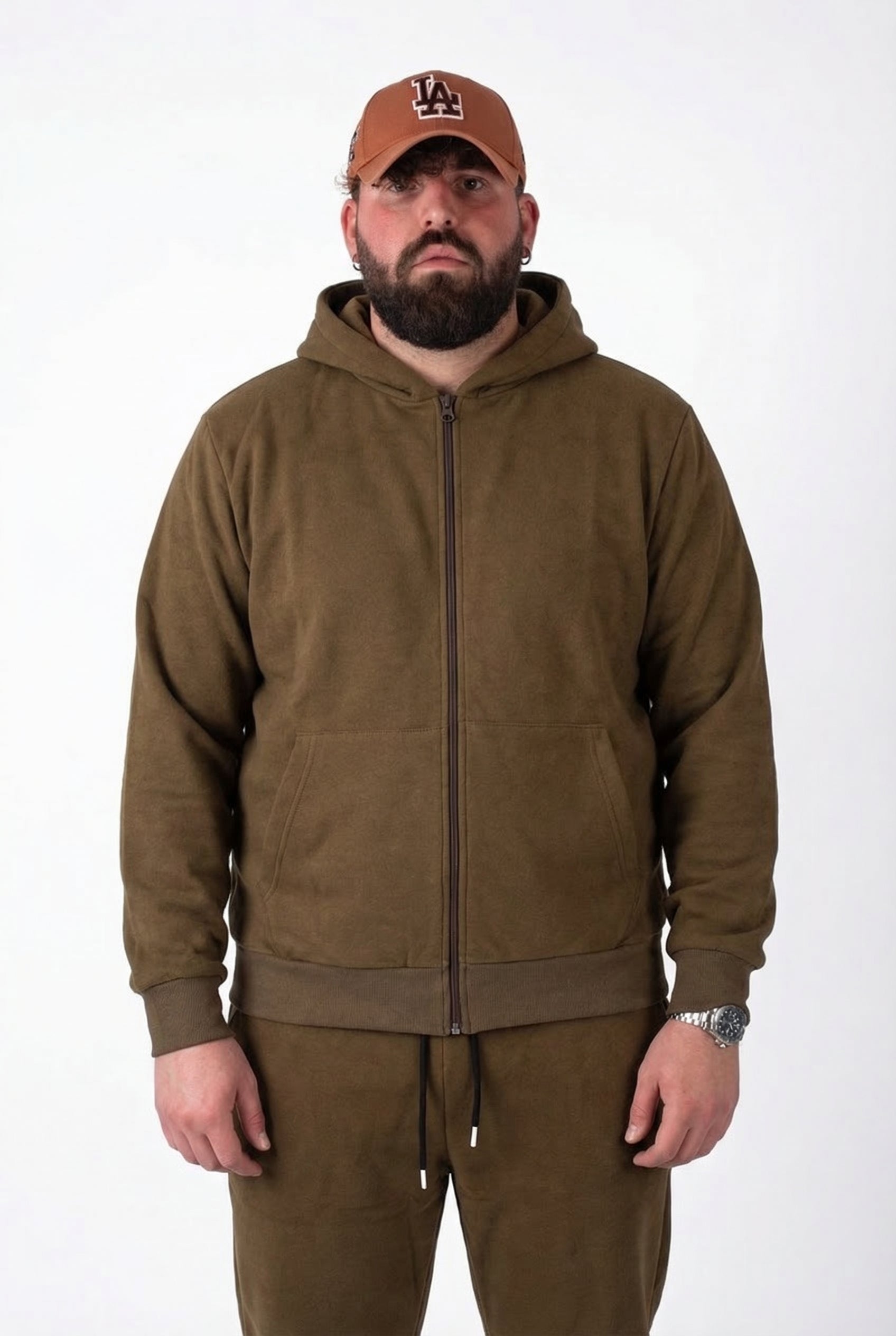 Felpa con Zip e Cappuccio Moro Uomo Taglie Forti