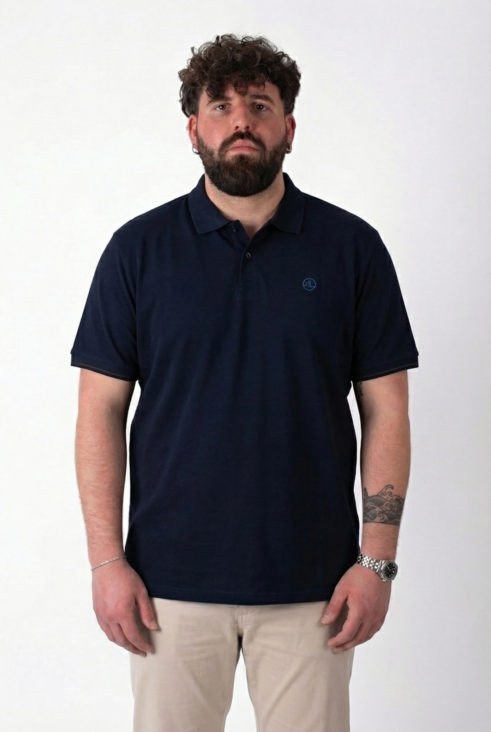 Polo Blu Navy in cotone Uomo Taglie Forti
