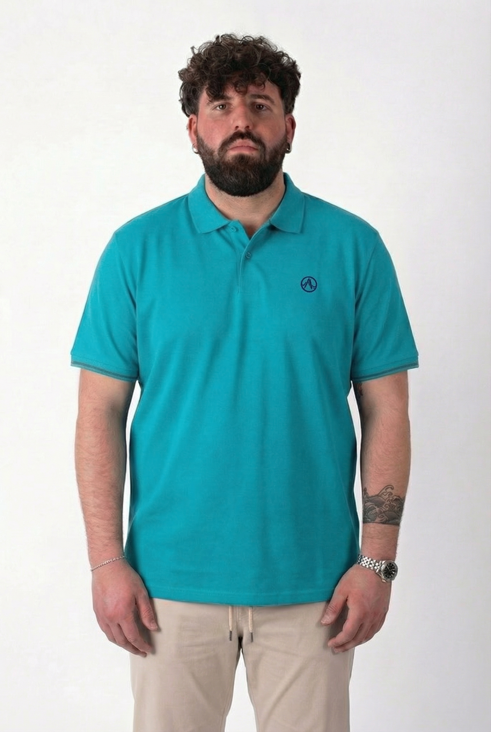 Polo Azzurra in cotone Uomo Taglie Forti