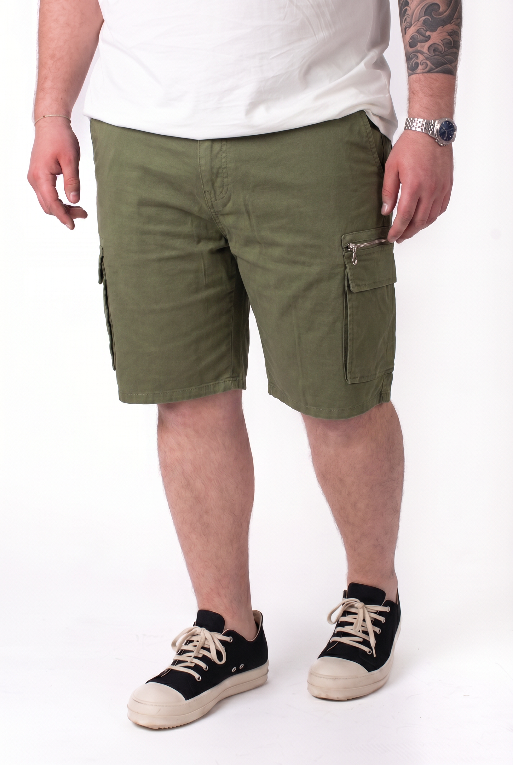 Bermuda Cargo Verde Militare con Tasconi Uomo Taglie Forti