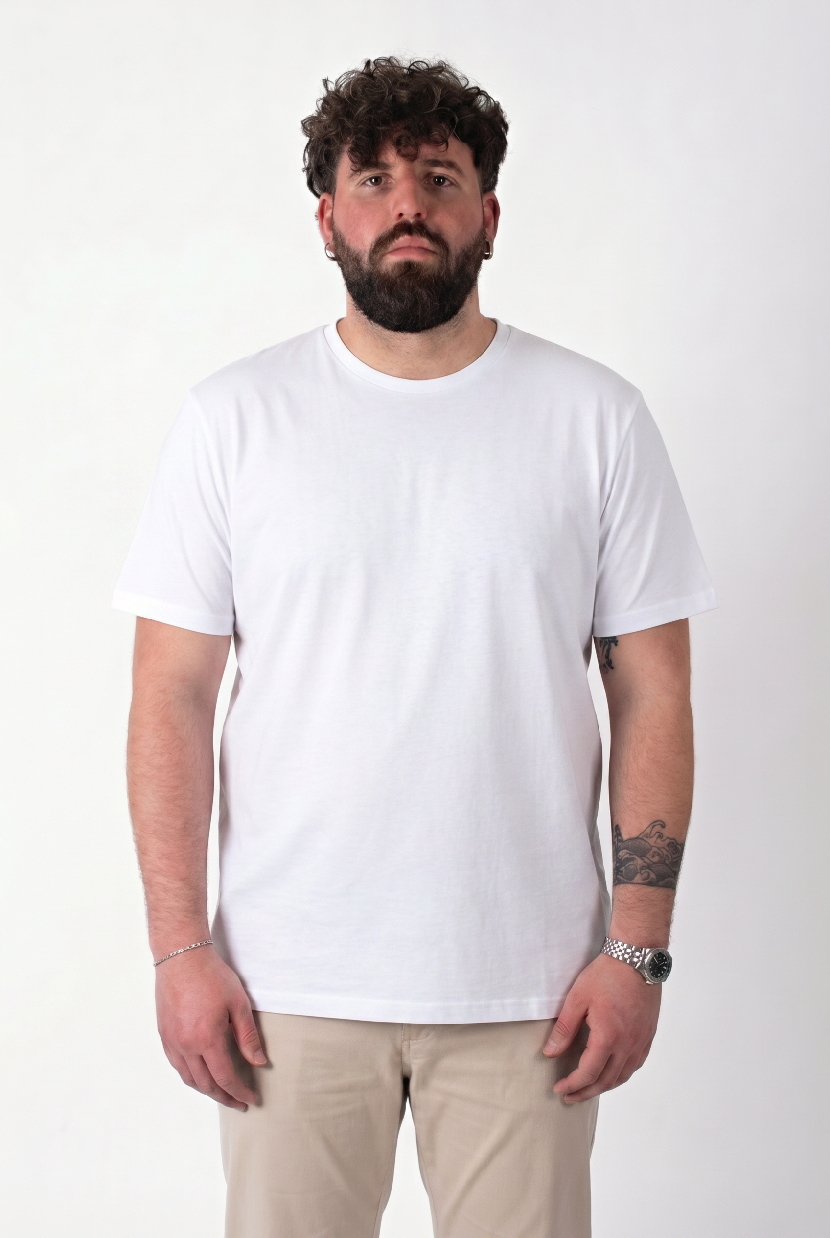 T-Shirt Bianca Basic Summer Uomo Taglie Forti