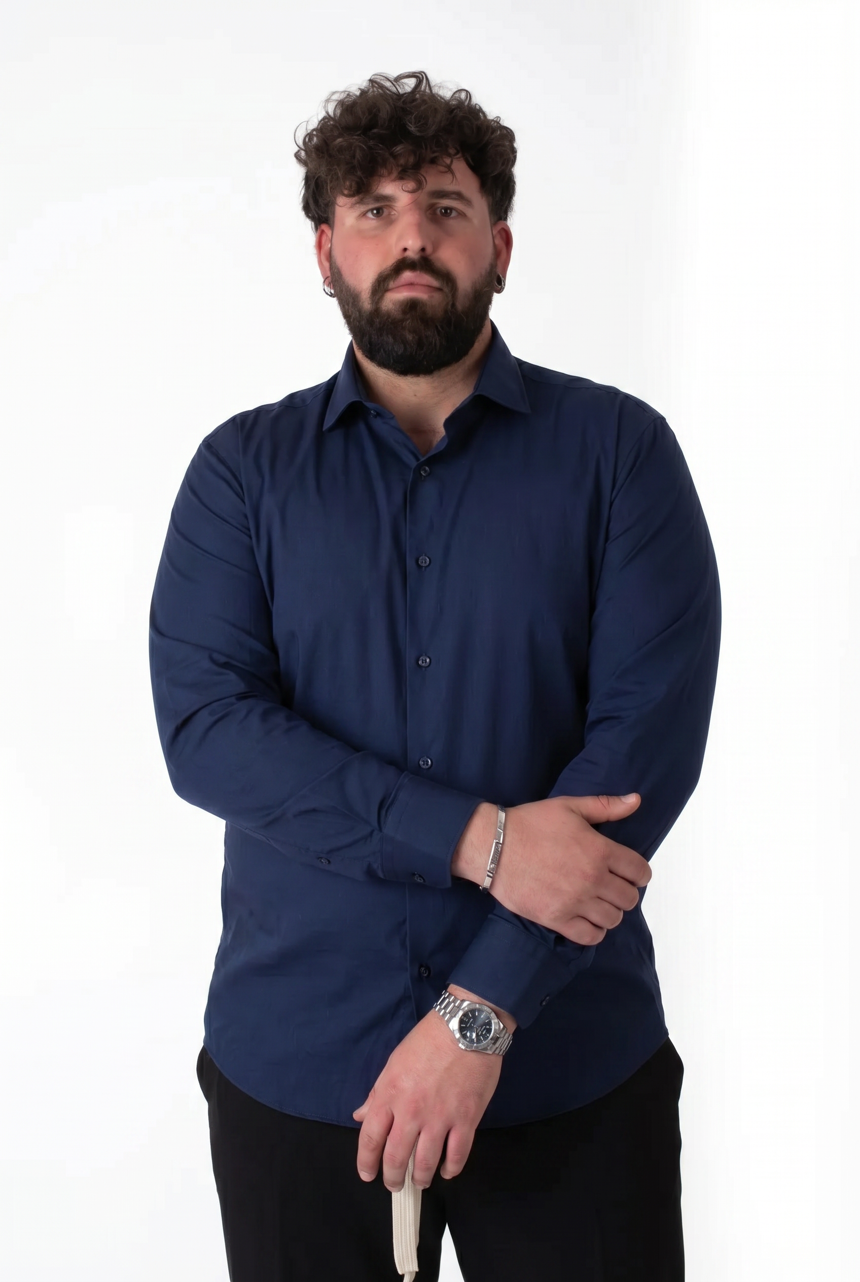 Camicia MaxFort Blu Navy Colletto Classico Uomo Taglie Forti