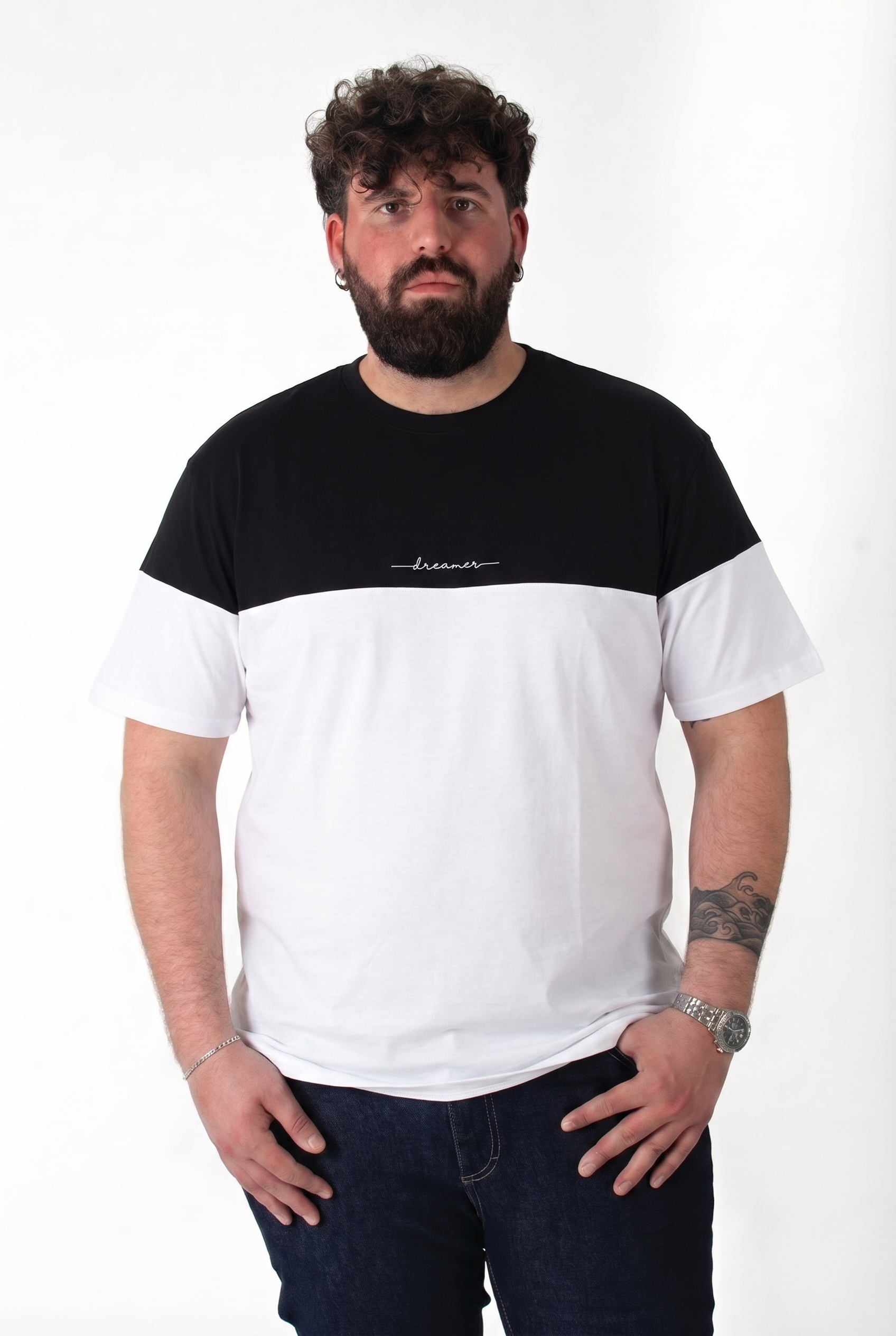 T-Shirt MaxFort "Dreamer" Bicolore Nera e Bianca Uomo Taglie Forti