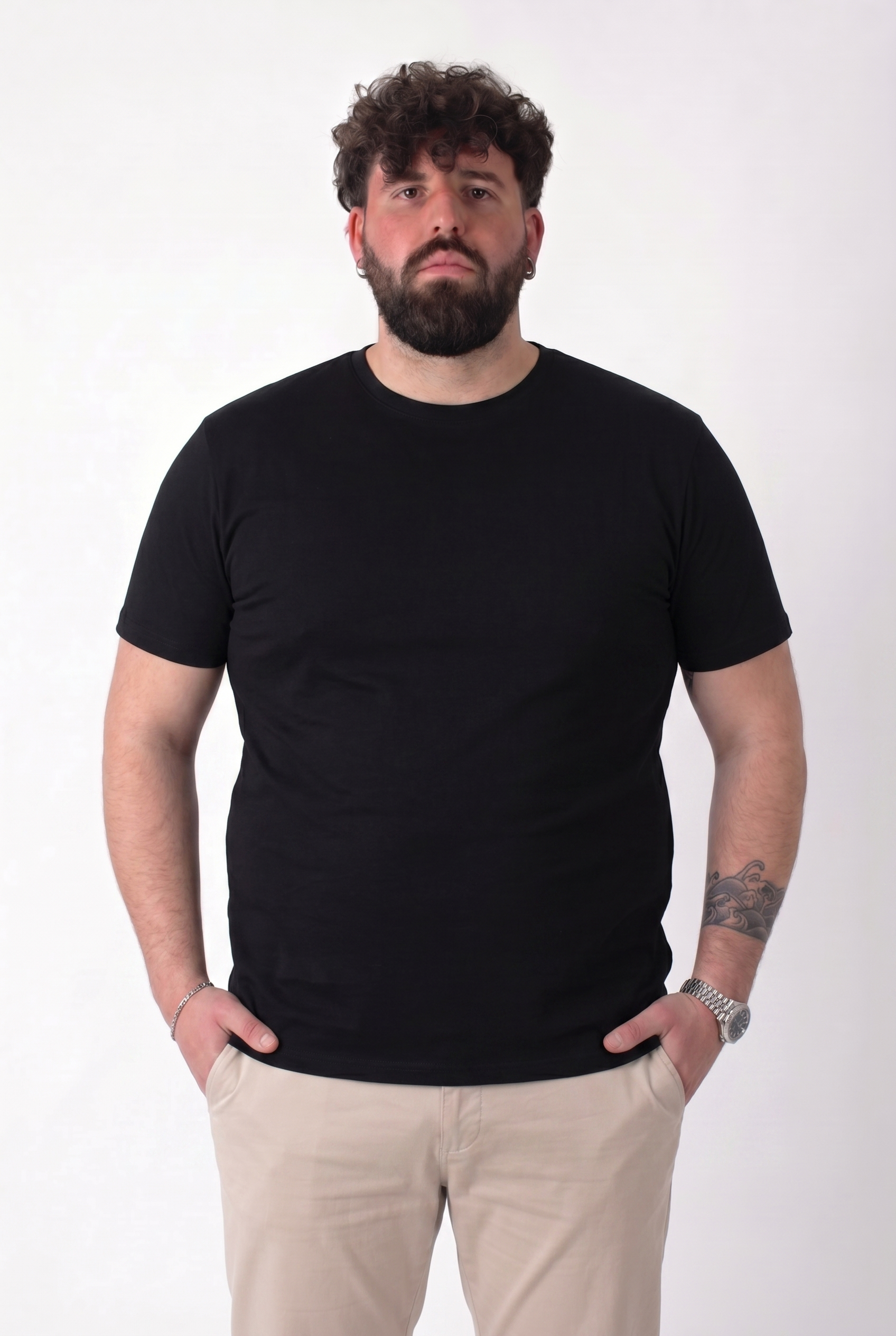 T-Shirt MaxFort Nera Basic Cotone Uomo Taglie Forti