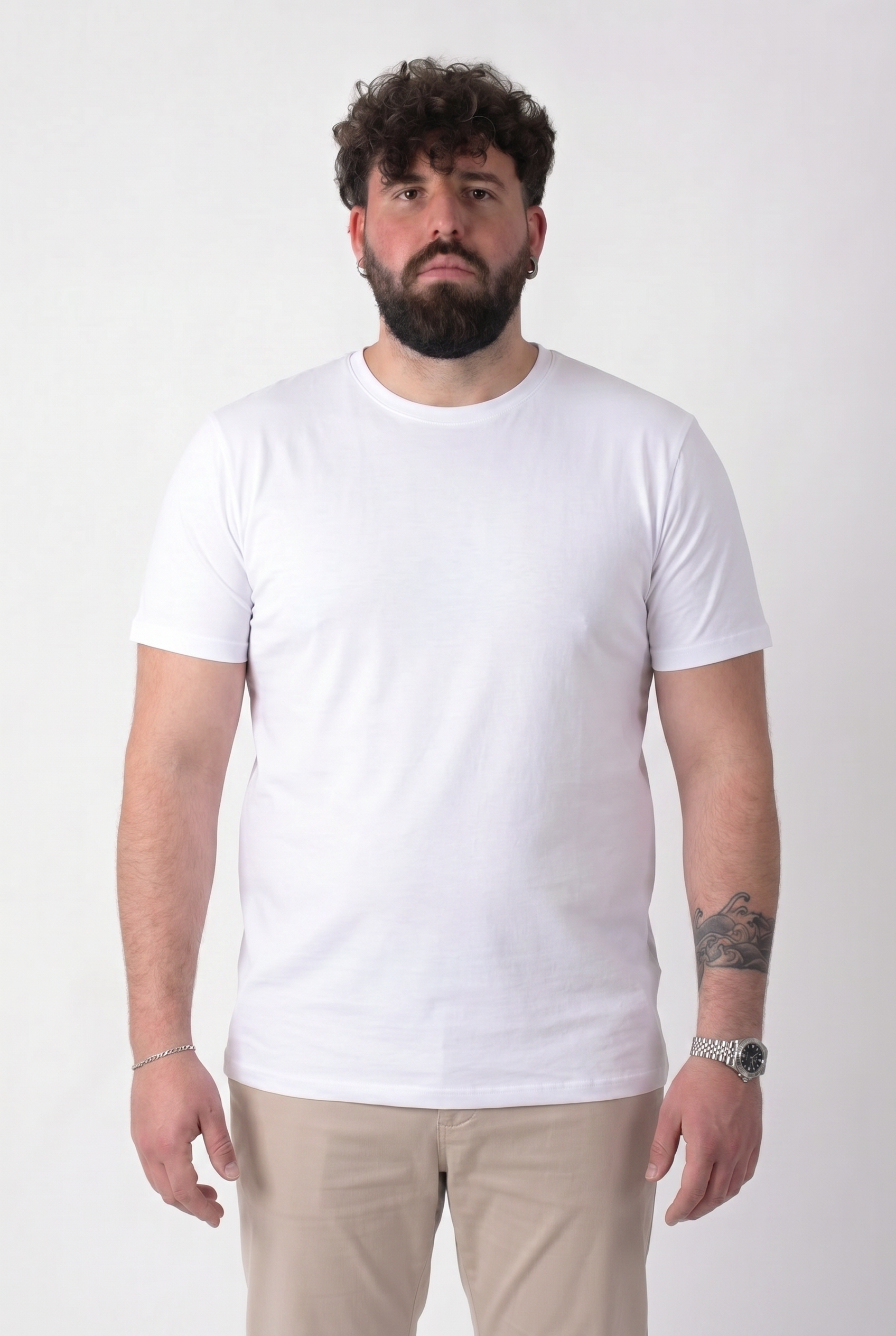 T-Shirt MaxFort Bianca Basic Cotone Uomo Taglie Forti