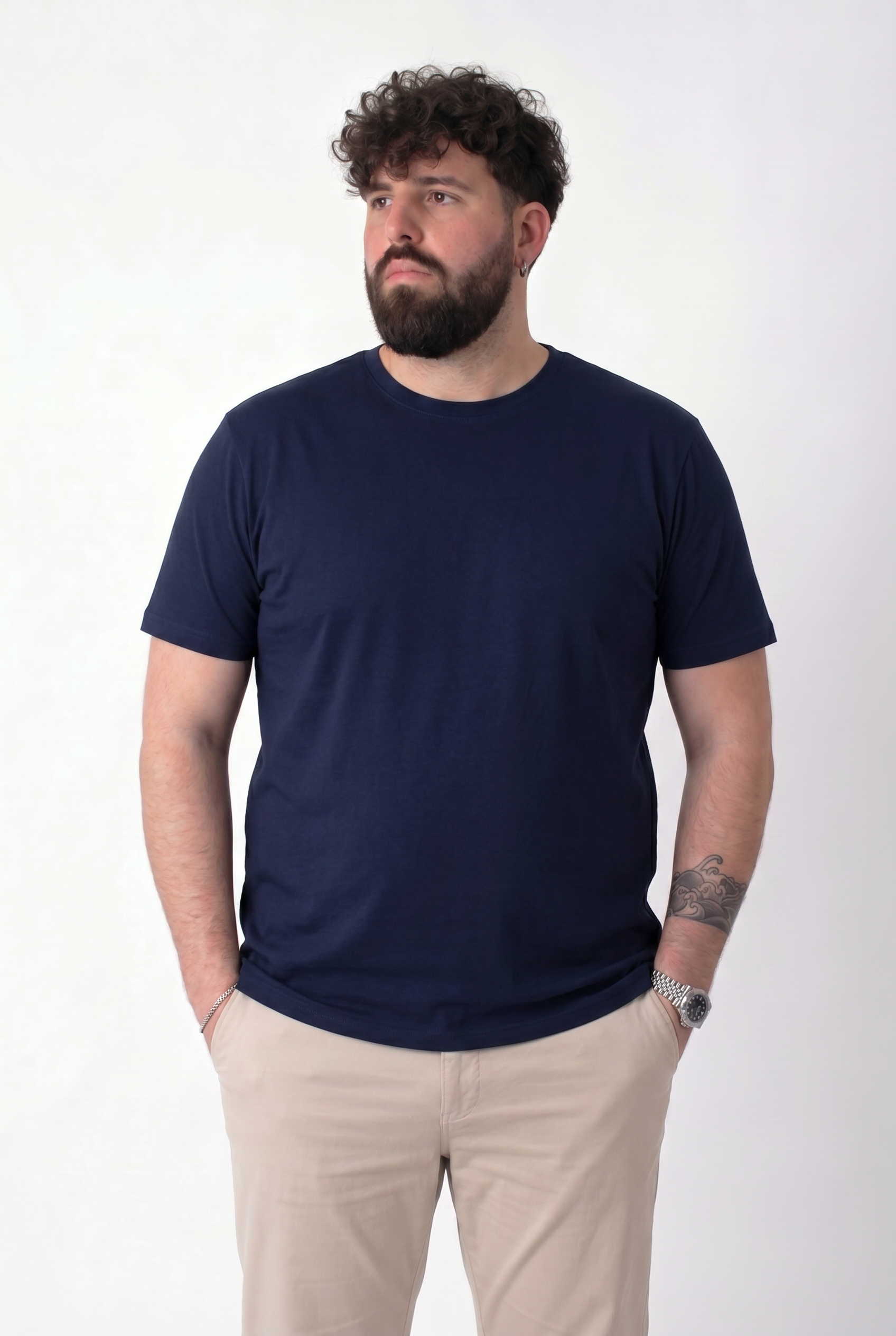 T-Shirt MaxFort Blu Navy Basic Cotone Uomo Taglie Forti