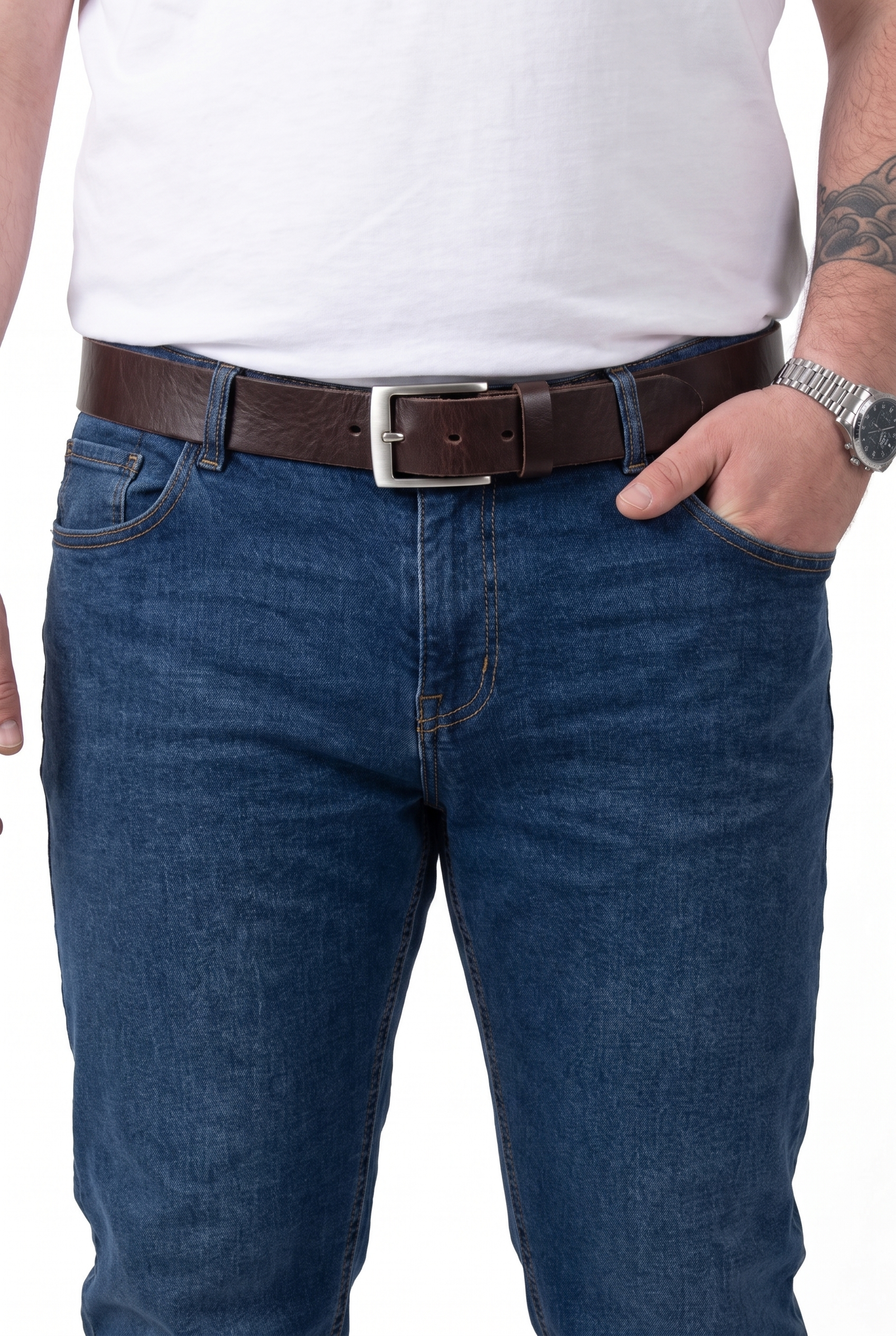 Cintura MaxFort Marrone in Cuoio Uomo Taglie Forti